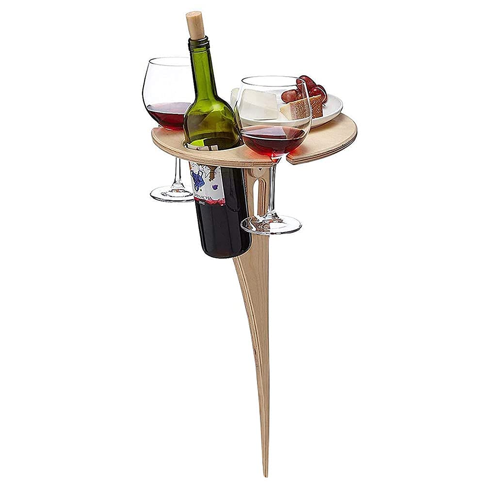 Portable Folding Wine Table with Glass Holder - Lightweight Outdoor Picnic Table for Camping, Beach, Garden & Travel | Perfect for Backyard BBQs, Beach Parties & Picnics