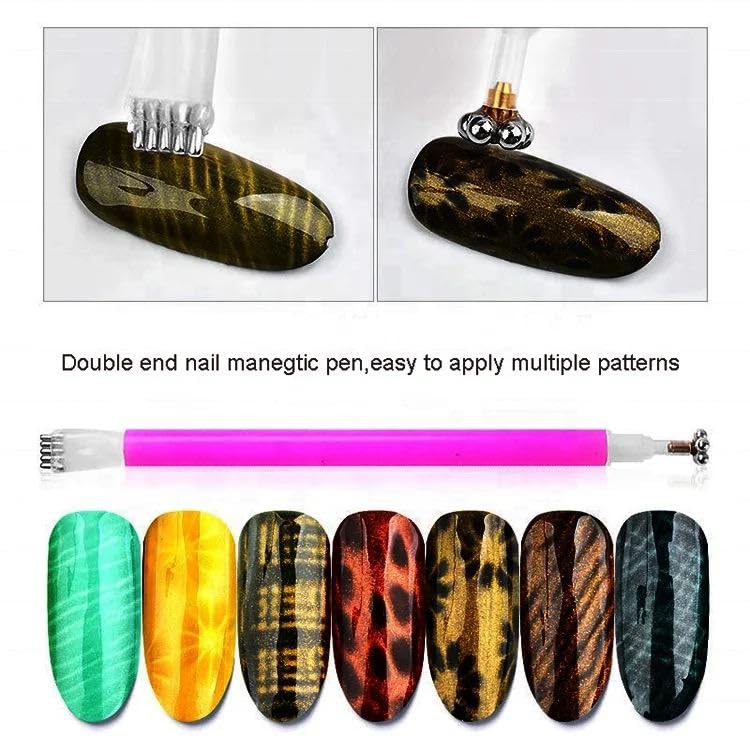 3D 9D Magnetic Nail Art Pens - Cat Eye Nail Polish Magnet Tool Set (3Pcs, Multicolor) for Professional Salon & DIY Home Manicures