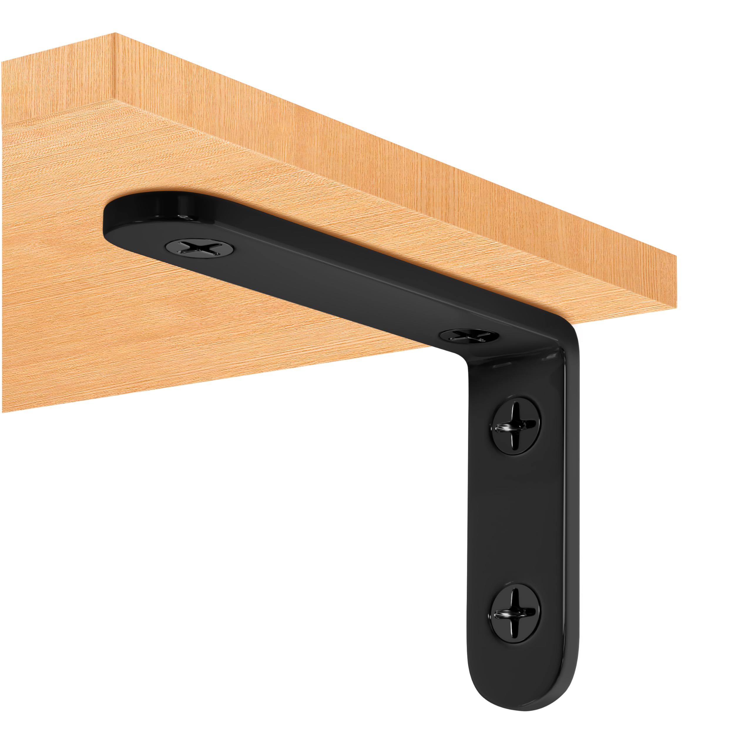 4 Pack 4 Inch Heavy Duty Black Metal Floating Shelf Brackets - Wall Mounted L Bracket Supports for DIY Shelves, Bookshelves & Home Decor (Includes Screws) | Perfect for Kitchen, Bathroom, Living Room & Office Storage