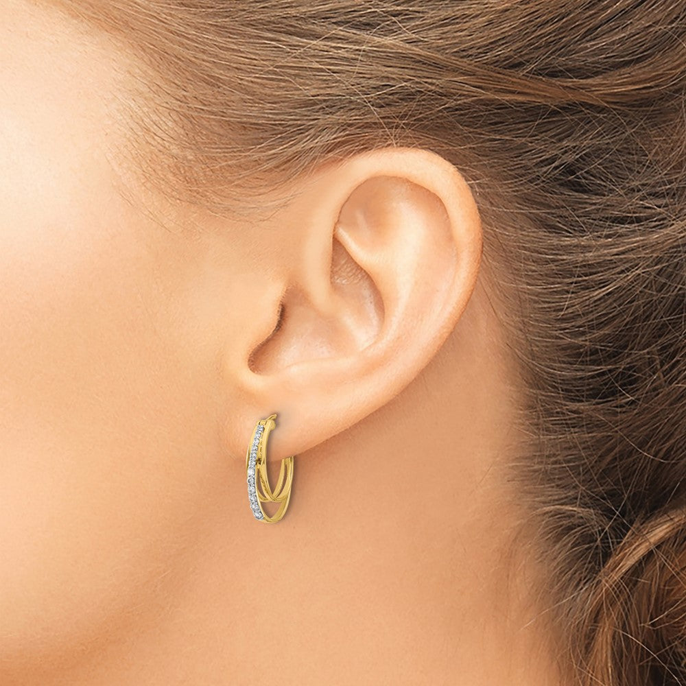 14K Gold Diamond Hoop Earrings for Women - Classic Round Hinged Huggie Earrings EM4343 025 YA | Perfect for Weddings, Parties & Everyday Elegance