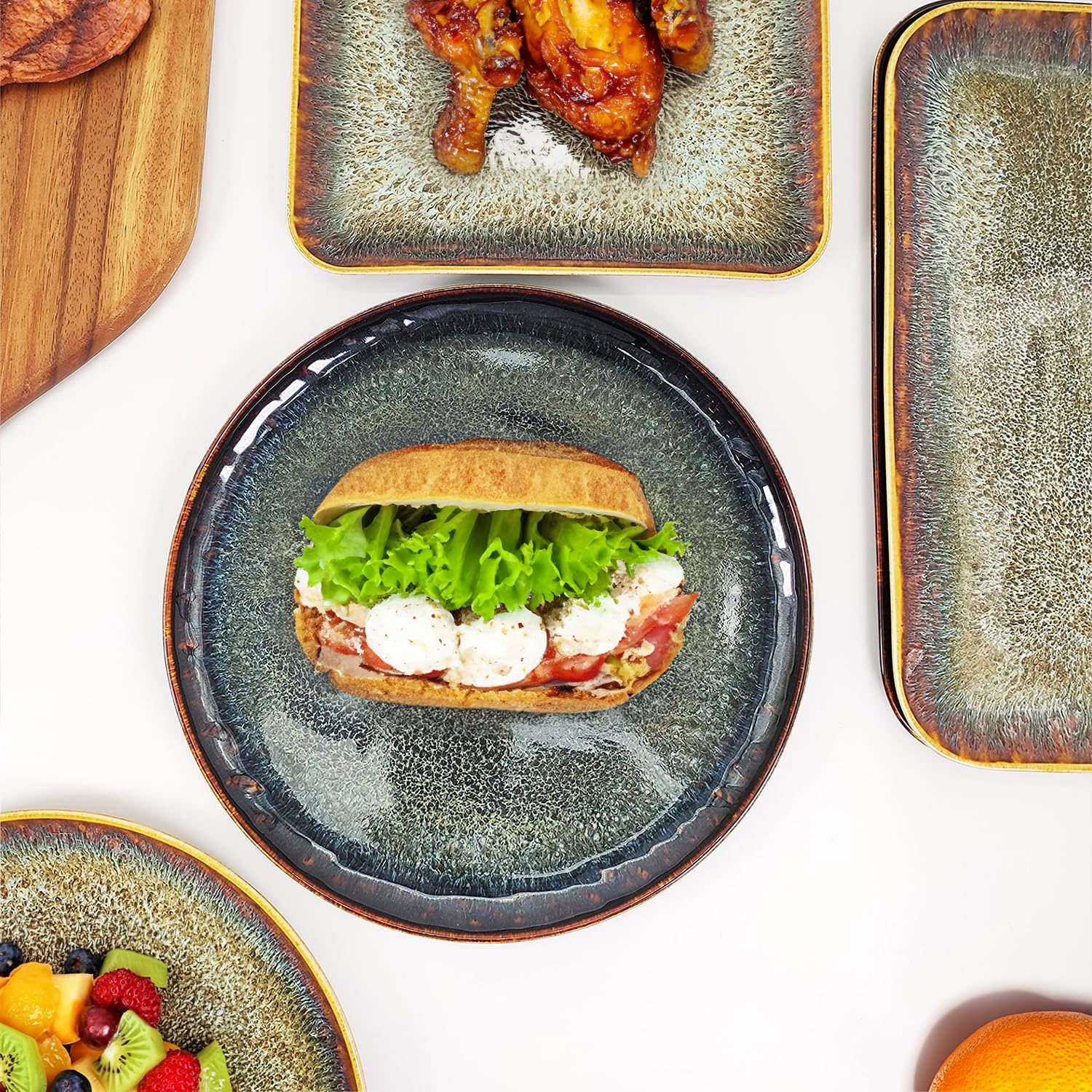 4-Piece Ceramic Dinner Plate Set - 10 Inch Round Porcelain Plates for Lunch & Snacks - Microwave & Dishwasher Safe, Scratch Resistant - Perfect for Family Dinners, Parties & Restaurant Use