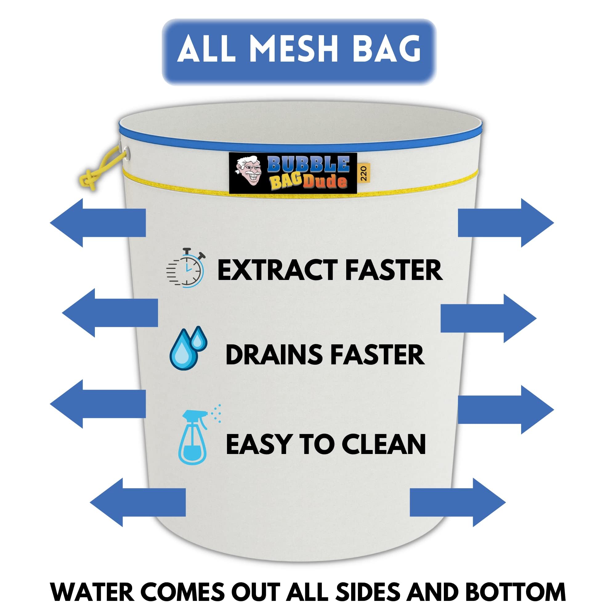 Premium 5 Gallon 8 Bags All-Mesh Bubble Bags Set - Durable Herbal Extraction & Straining System for Coffee, Beer Brewing, Essential Oils - Perfect for Home Brewing, Cannabis Processing & DIY Extractions