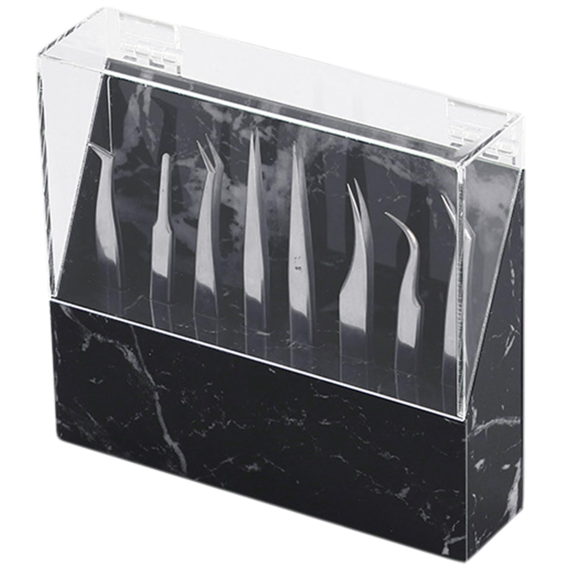 Premium Dust-Proof Acrylic Lash Tweezer Holder with 8 Holes - Portable & Sturdy Eyelash Extension Tool Stand - Perfect for Salon, Spa & Professional Makeup Artists