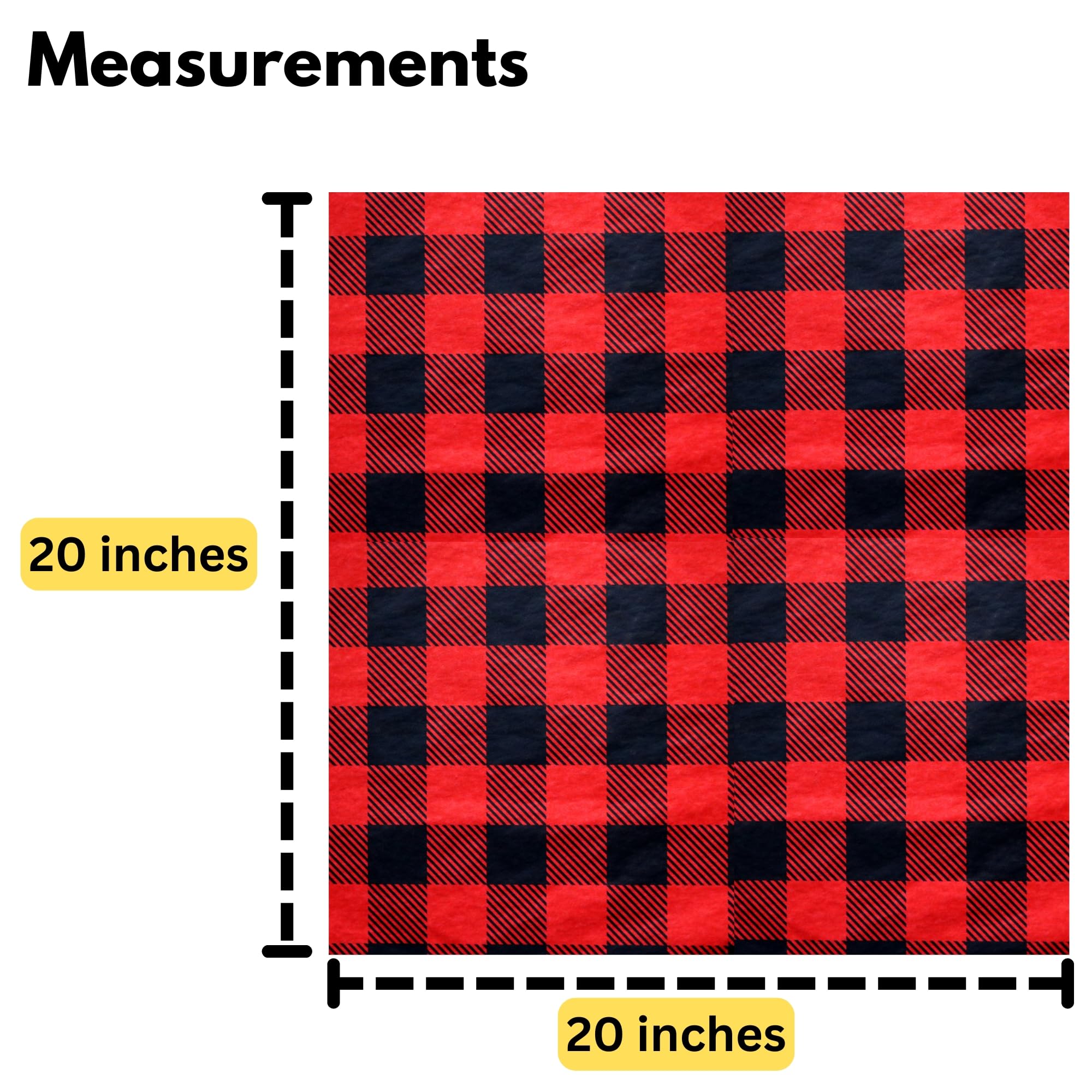 Iconikal Christmas Tissue Paper - Red Buffalo Plaid & Black Gingham Holiday Gift Wrap (20x20 Inches, 60 Sheets) for Present Wrapping, Party Decorations and Festive Crafts