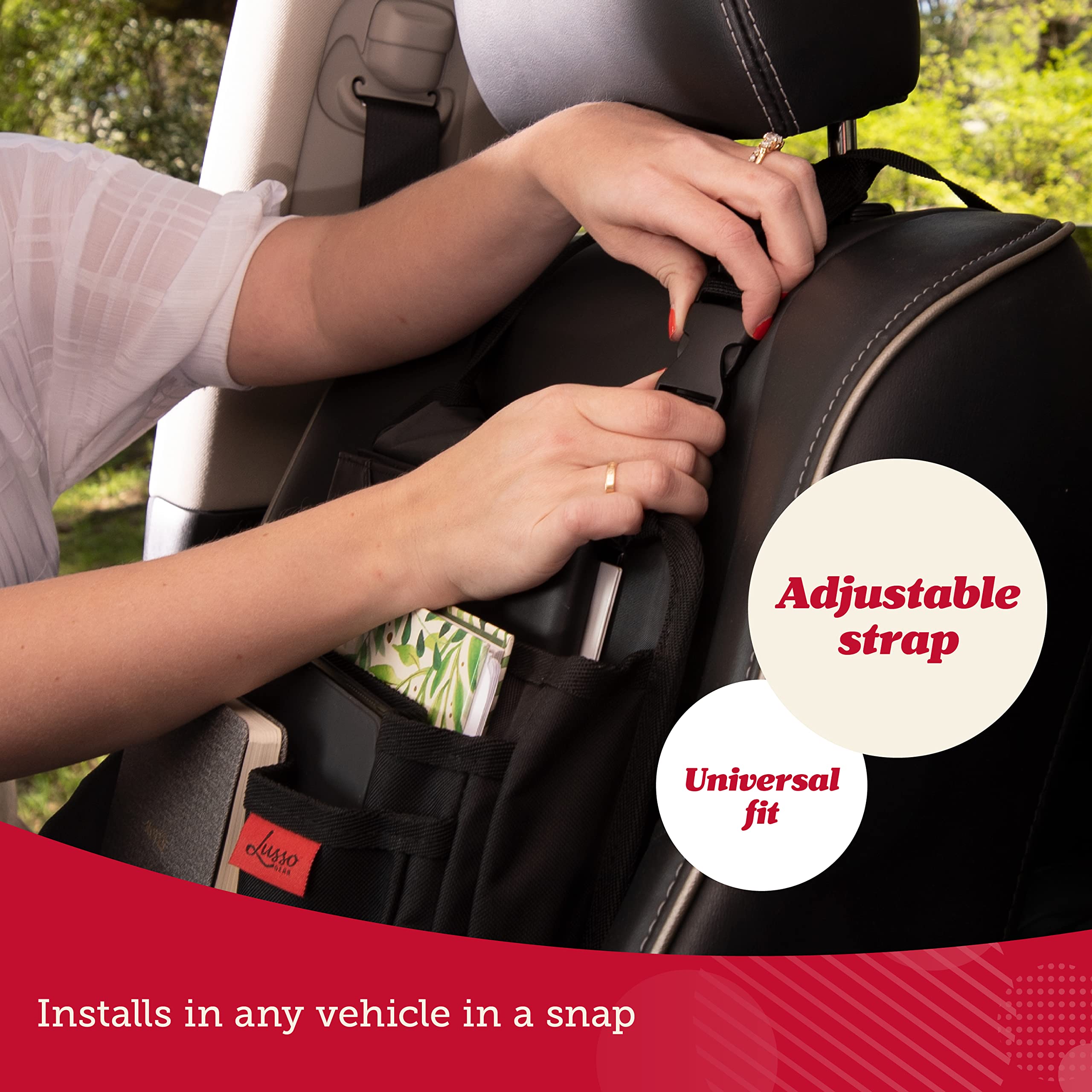Premium Car Seat Organizer for Front Seat - Ultra-Durable Universal Car Storage Organizer with Secure Pockets - Perfect for Kids & Adults (Tan) | Ideal for Road Trips, Daily Commute & Family Travel Accessories