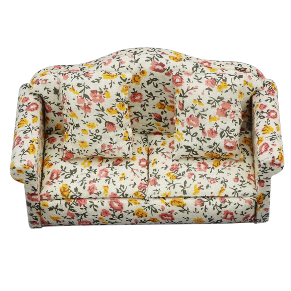 Amosfun 1:12 Dollhouse Sofa Miniature Couch for Girls' Room Decor