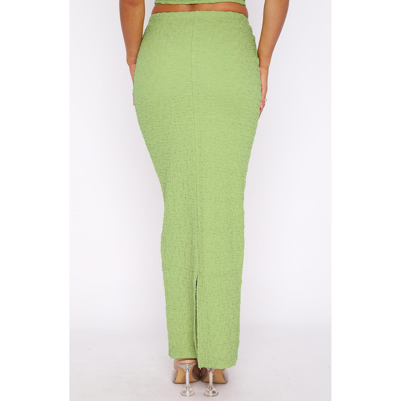 Sexy Women's Two Piece Skirt Outfit - Sleeveless Tube Top & Bodycon Maxi Dress Set | Y2K Summer Vacation Outfit for Beach, Party & Date Night