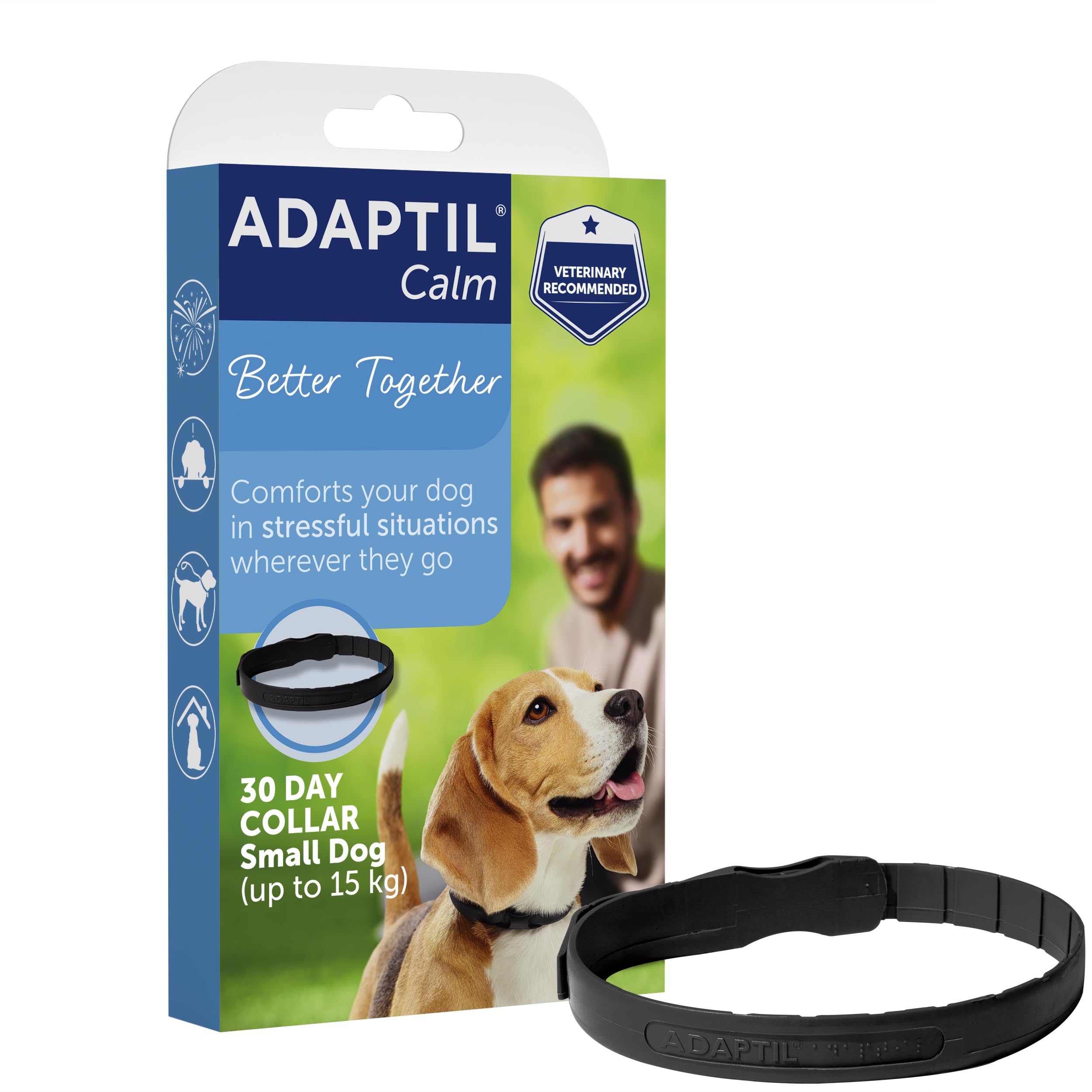 Adaptil Calming Dog Collar for Small Dogs - Reduce Anxiety & Stress with Natural Pheromones | Helps with Separation Anxiety, Travel Stress & Behavioral Issues | Perfect for Vet Visits, Thunderstorms & New Environments