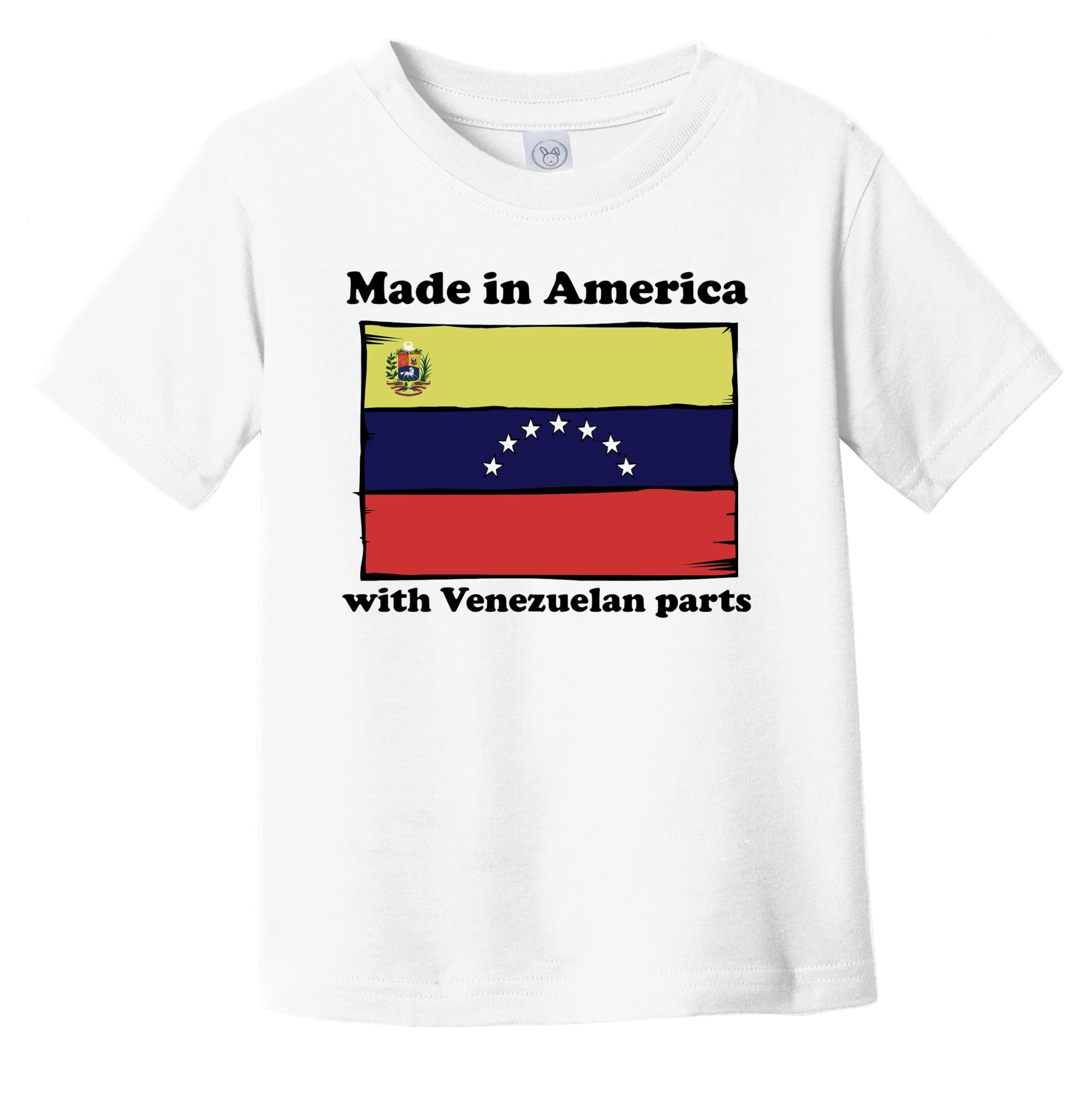 Funny Venezuela Flag Infant Toddler T-Shirt - American Made with Venezuelan Parts - Perfect for Cultural Celebrations & Family Events