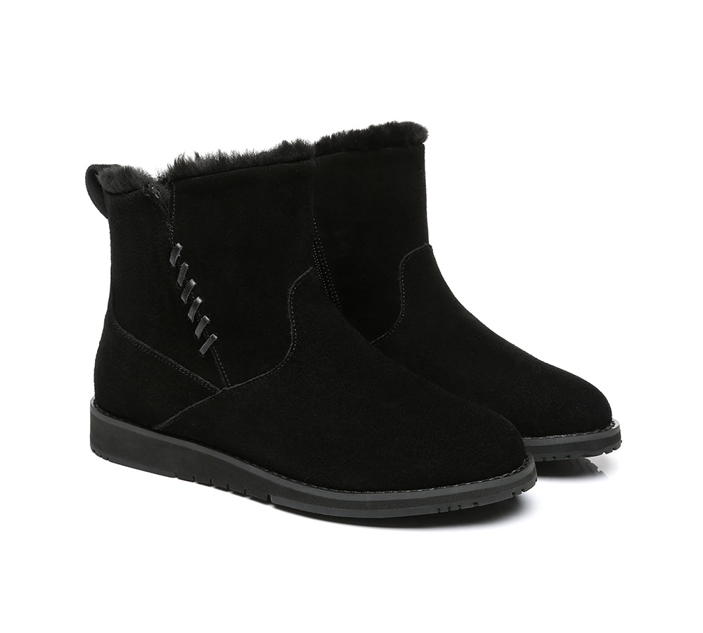 TARRAMARRA® Women's UGG Boots - Genuine Sheepskin & Wool Ankle Boots with Side Zipper | Comfortable Winter Shoes for Casual Wear & Outdoor Activities