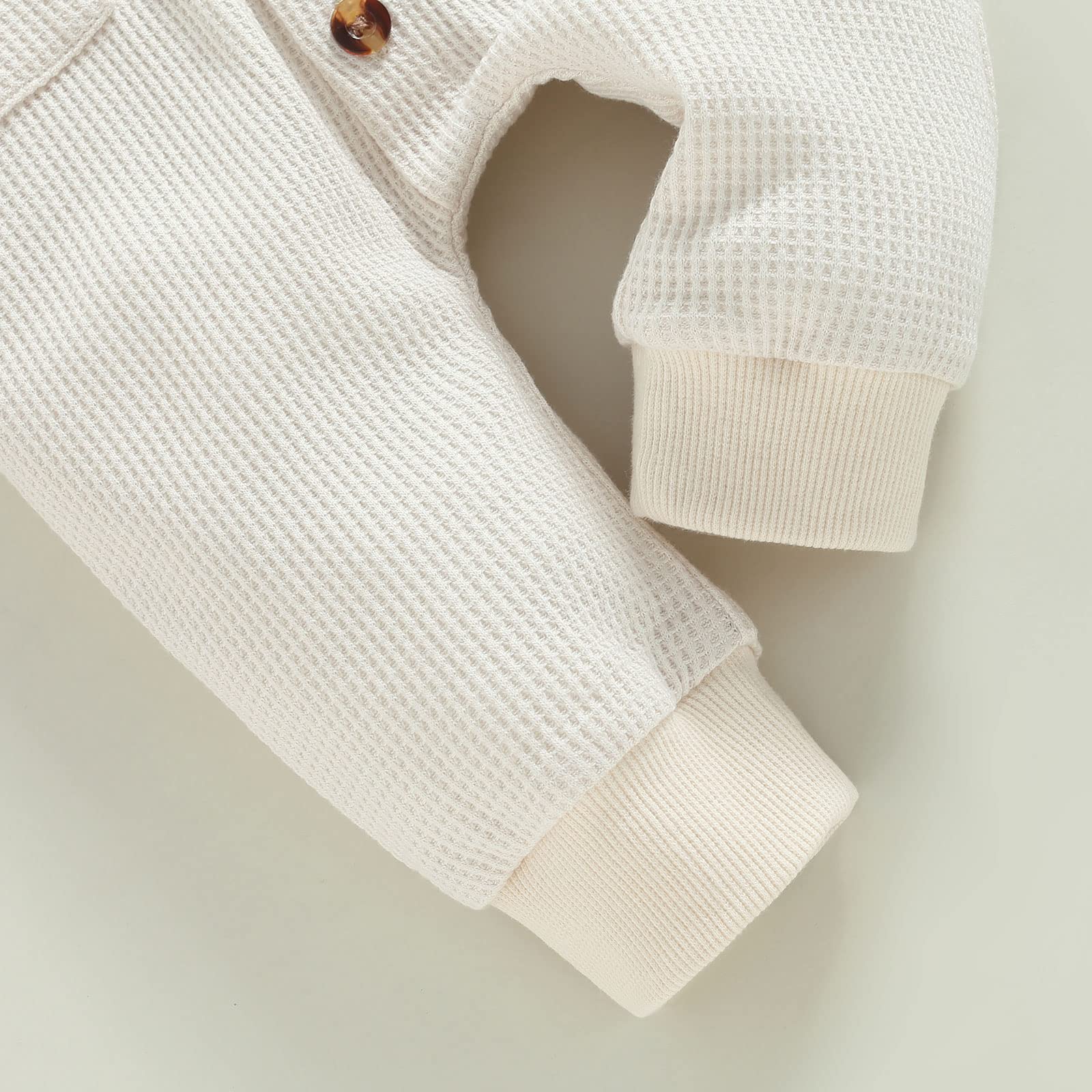 Ynibbim Winter Newborn Baby Romper - Unisex Hooded Jumpsuit with Waffle Cotton & Button Closure | Perfect for Infant Boys & Girls | Ideal for Winter Outings, Family Photos & Cozy Home Wear