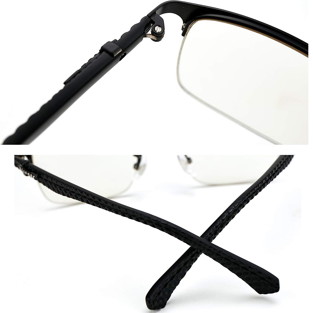 Progressive Multifocal Computer Reading Glasses for Men - Blue Light Blocking Half Frame Eyewear for Office, Gaming & Digital Screen Use