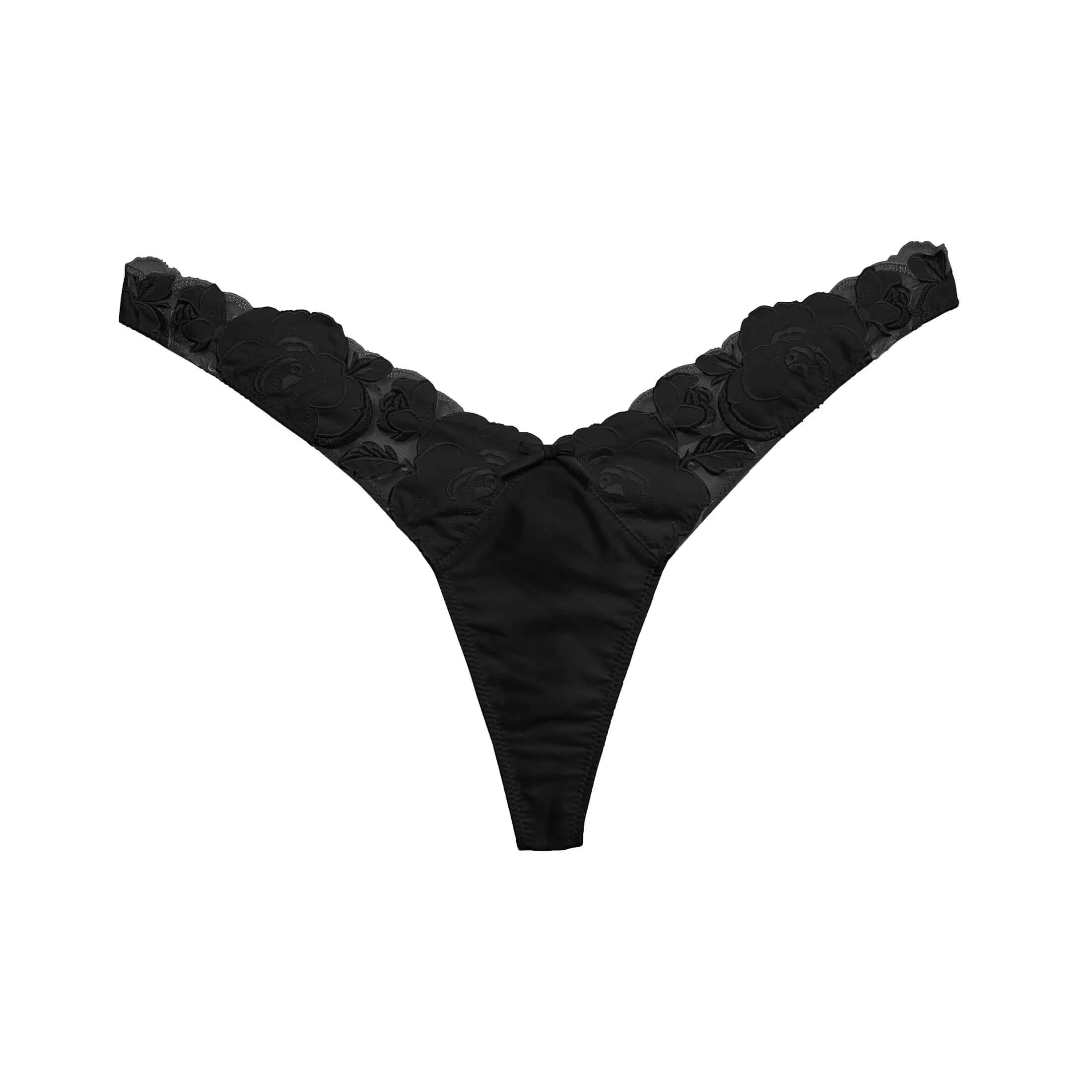 Rose Embroidered High Leg Thong Panties - Sexy Lingerie for Women | Perfect for Valentine's Day, Bridal Shower & Romantic Nights