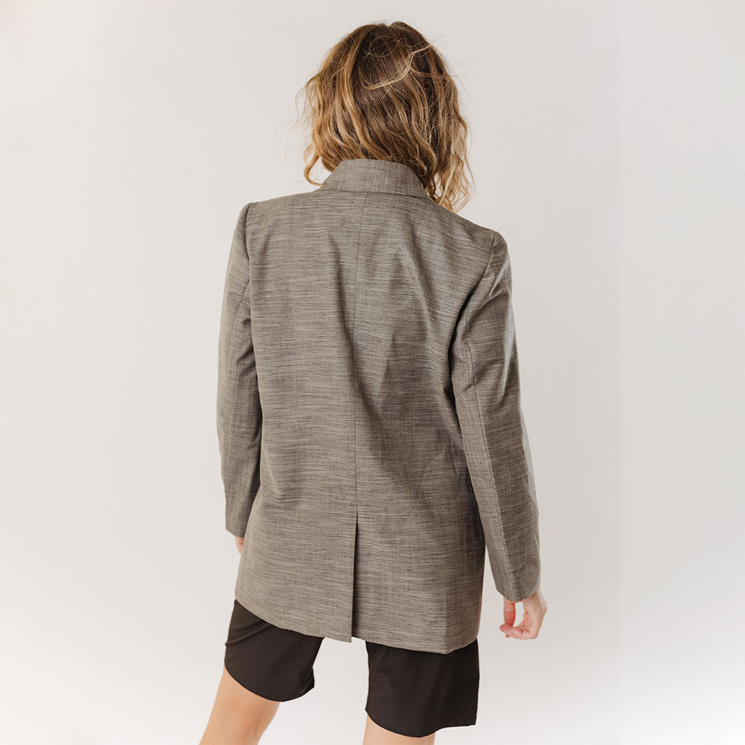 Stylish Graphite Woven Blazer for Women - Slim Fit Business Jacket with Stretch - Perfect for Office Wear, Professional Meetings & Formal Events