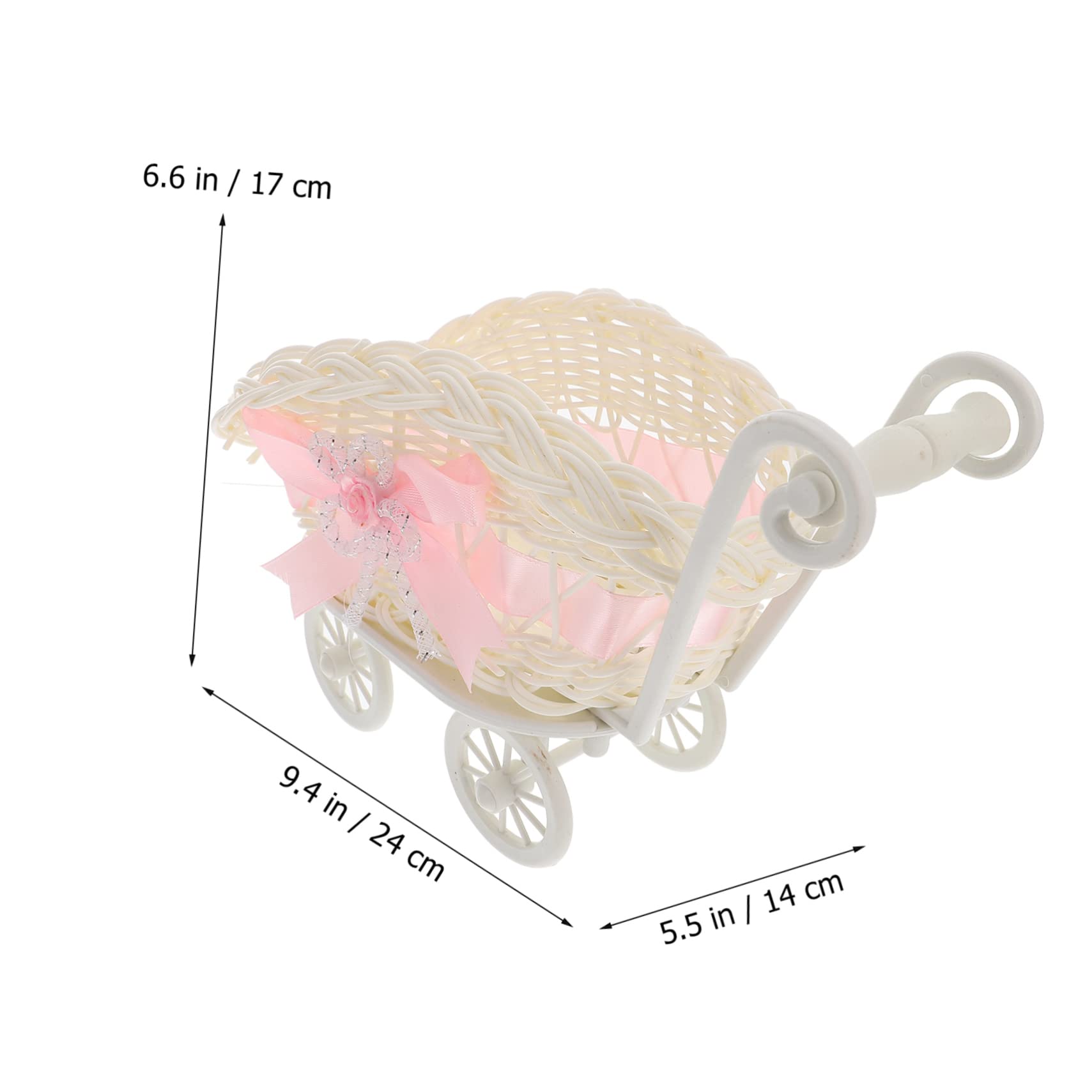 GREENADSCAPE Woven Trolley Basket - Elegant Wedding Shower Candy Basket, Decorative Gift Packaging for Bridal Showers, Baby Showers & Home Decor