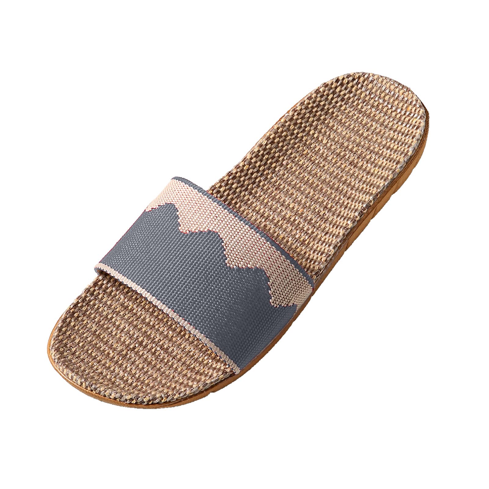 **FASDNENDYS Men's Memory Foam Linen Slip-On Slides - Comfortable Indoor/Outdoor Slippers for Home, Casual Wear - Size 12 - Perfect for Lounging, Travel & Relaxation**
