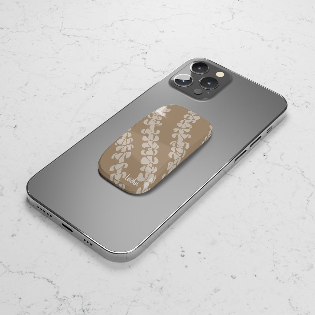 Puakenikeni Mocha Phone Grip - Non-Slip Phone Holder with Strong Adhesive for iPhone, Samsung & Smartphones - Perfect for Driving, Gym, Work & Daily Use
