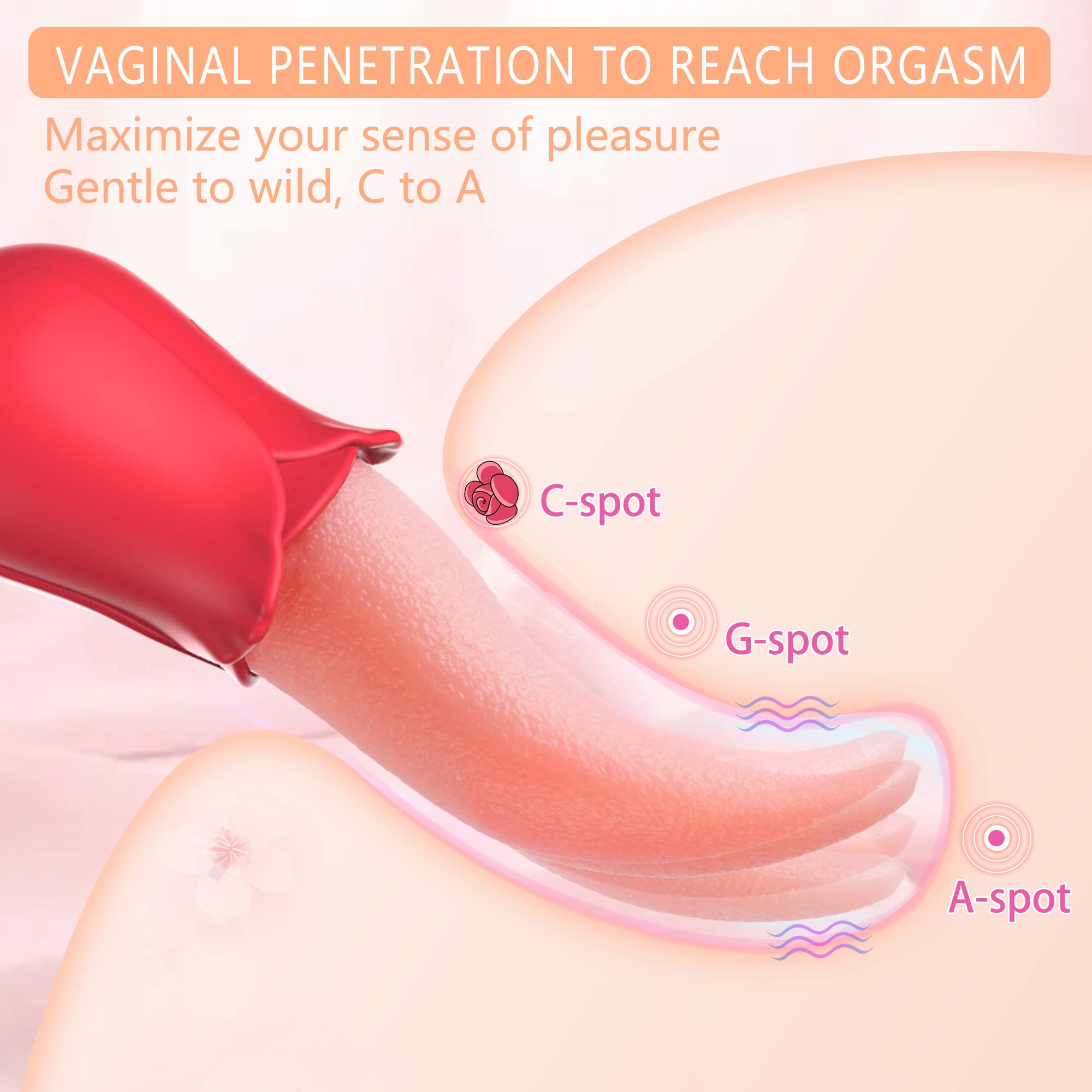 Premium Rose Vibrator for Women - Clitoral & G-Spot Stimulator with Tongue Licking Technology, Nipple Massager, Dual Pleasure Sex Toy for Solo Play & Couples Foreplay - Perfect for Sensual Massage, Bedroom Fun & Intimate Moments