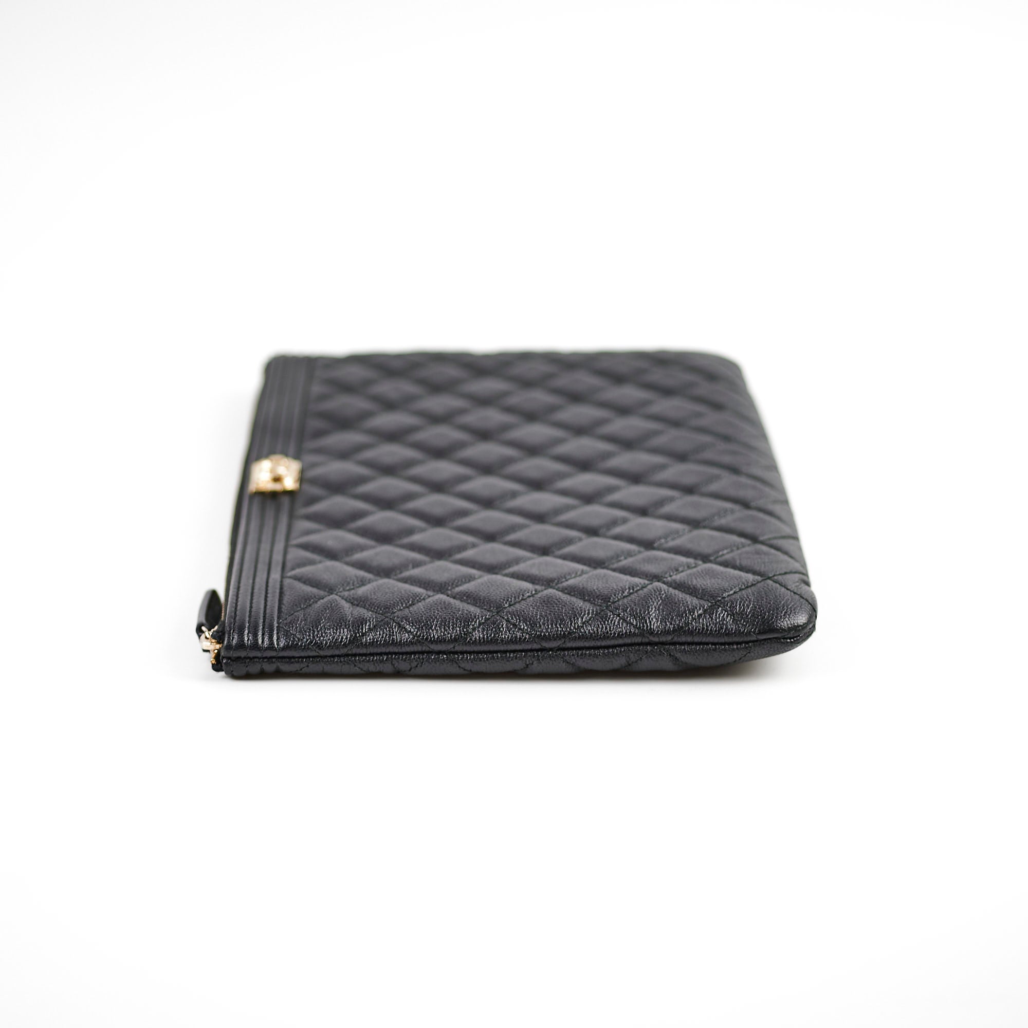 Chanel Boy Caviar Leather Large O Case Handbag - Black Luxury Crossbody Bag for Women | Perfect for Evening Parties, Date Nights & Special Occasions