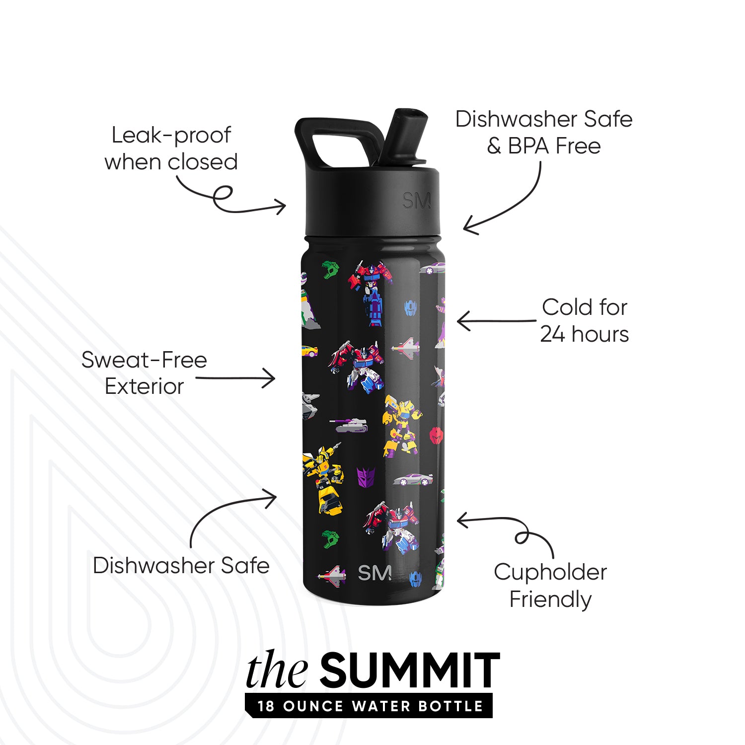 Summit Kids Water Bottle with Straw Lid - BPA Free, Leak Proof, Insulated Stainless Steel Bottle for School, Sports & Outdoor Activities
