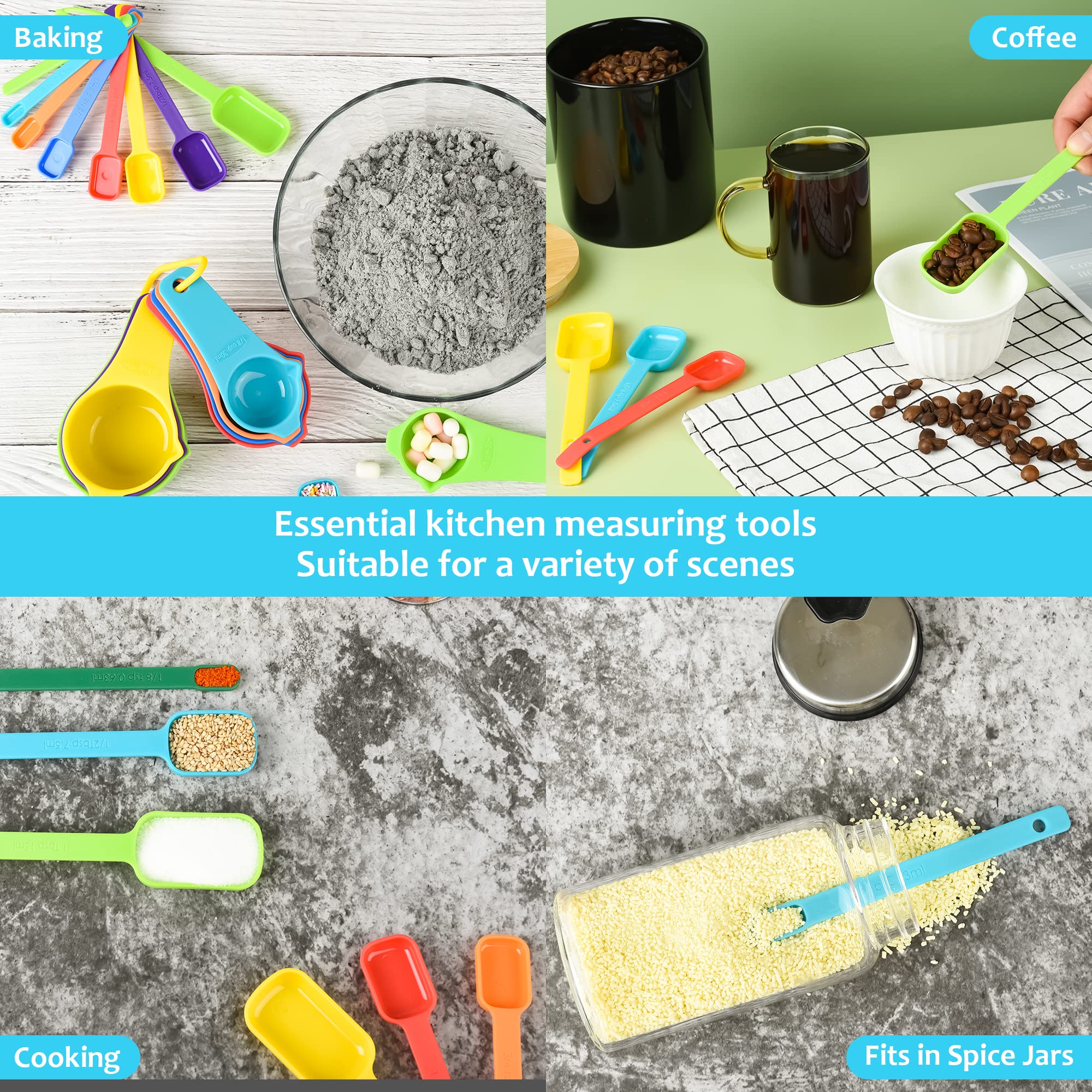 **15-Piece Plastic Measuring Cups and Spoons Set - Stackable, Dishwasher Safe with Leveler for Baking & Cooking | Dry & Liquid Measuring Cups for Kitchen, Home & Professional Use**