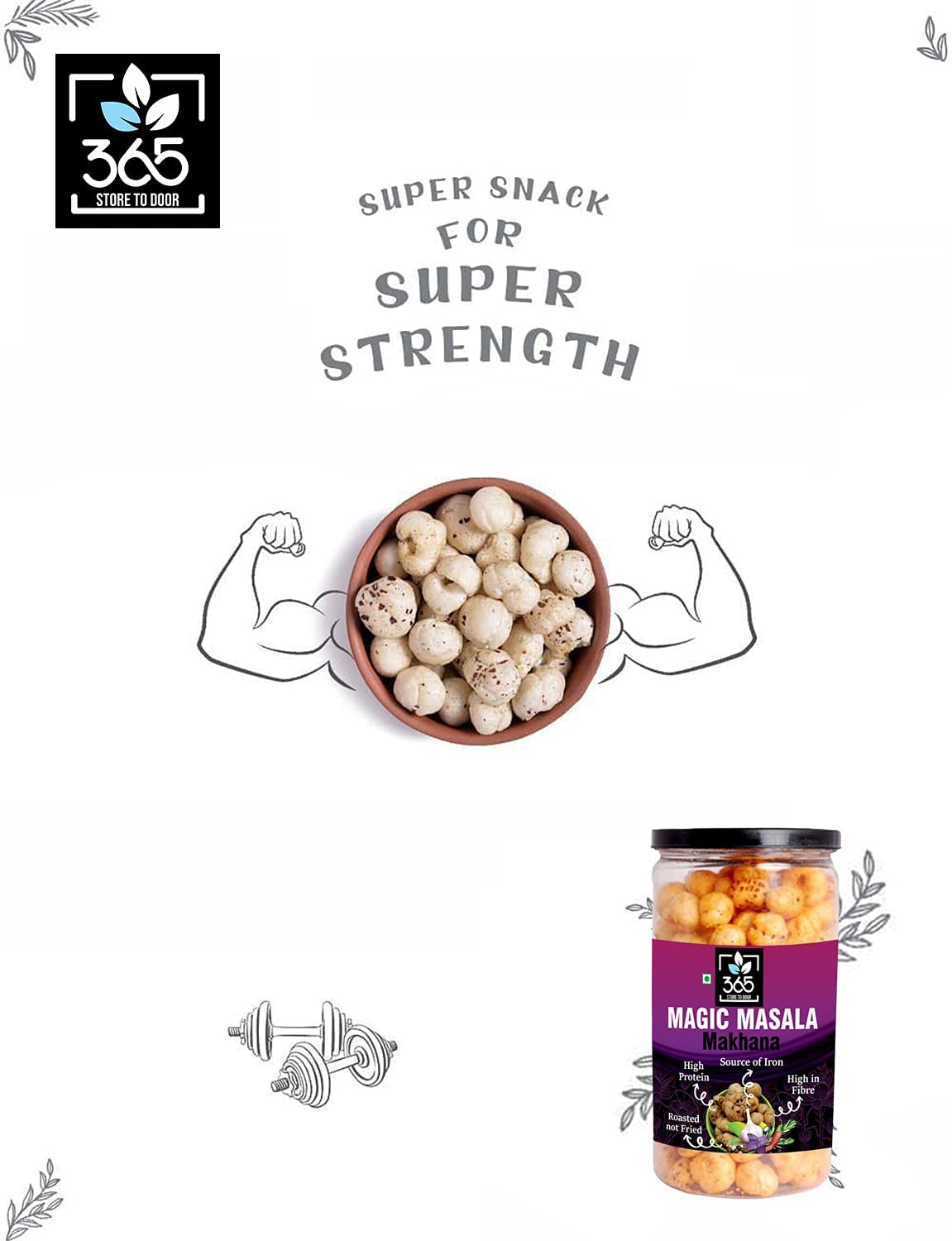 365 Store to Door Roasted Makhana – Magic Masala Flavor, 225g | Fox Nuts Snacks | High Protein, Fiber, Gluten Free, No Trans Fat | Healthy Snack for Kids & Adults | Perfect for Office, Travel & Weight Loss Diets
