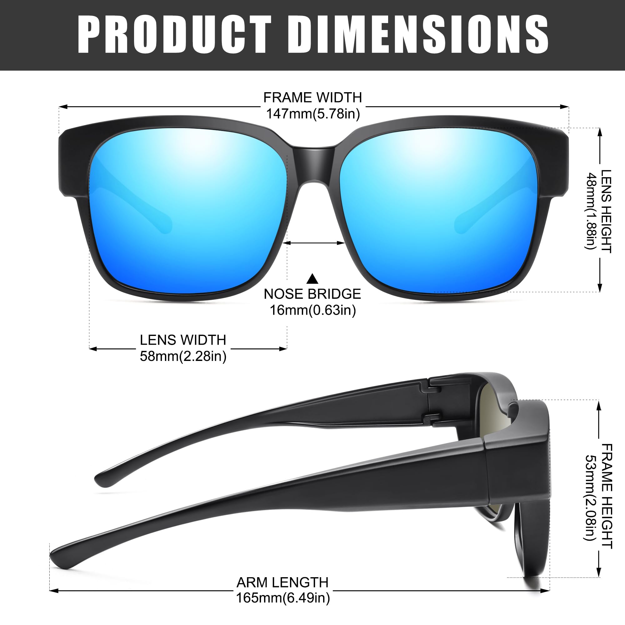 Polarized Wrap-around Sunglasses for Men & Women - UV400 Protection, Fit Over Prescription Glasses - Perfect for Driving, Outdoor Sports & Daily Wear