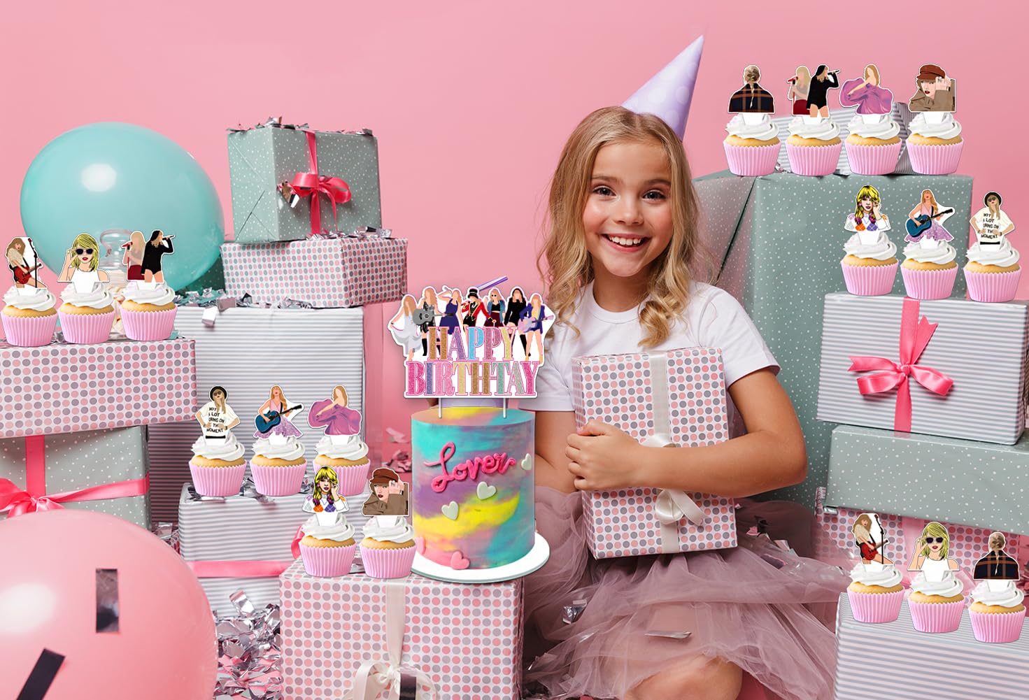 Music Singer Party Decorations & Cake Toppers Set - Birthday Cupcake Toppers for Girls, Concert Theme Bday Party Supplies - Perfect for Music Lover Celebrations & Cake Decorating