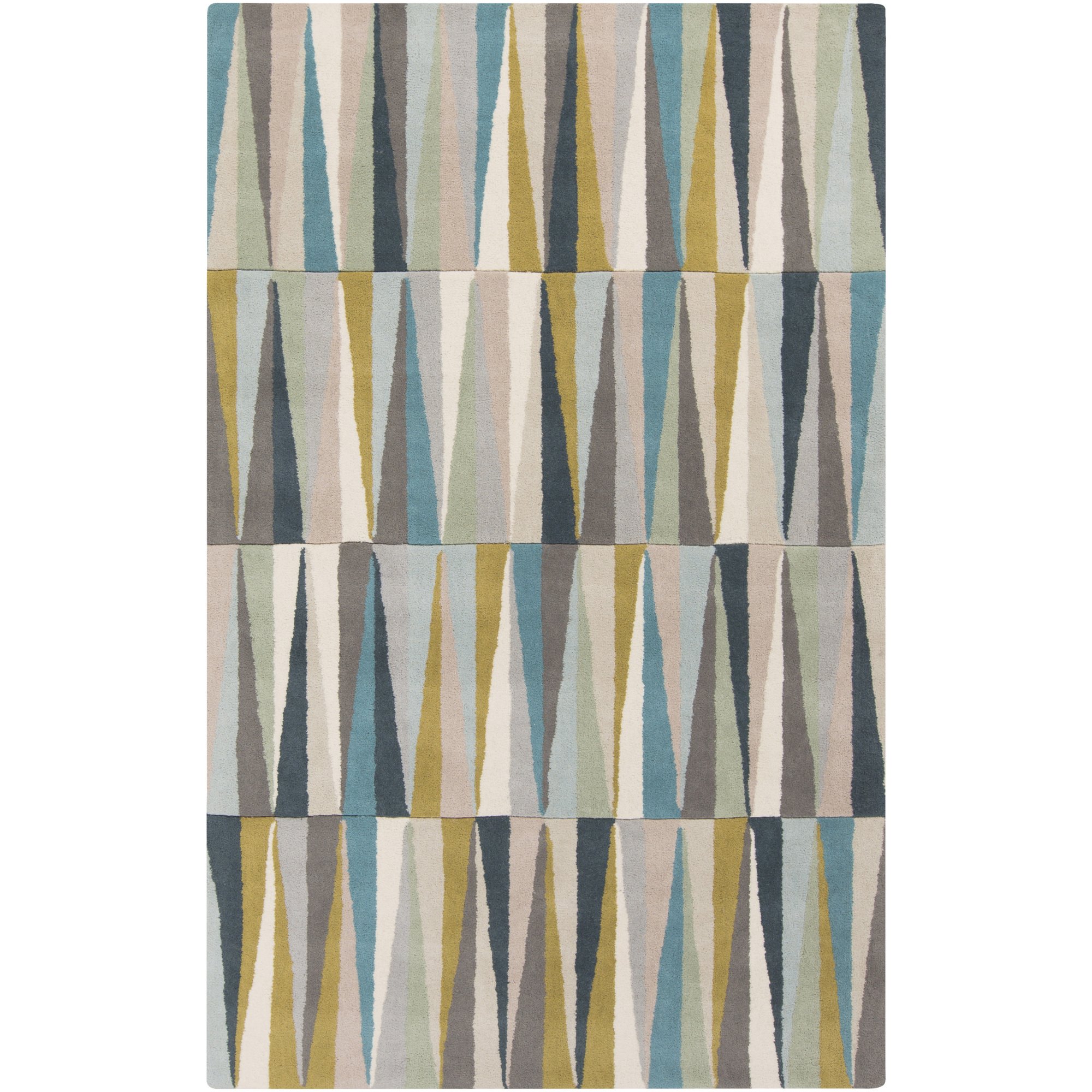Surya Hand Tufted Geometric Area Rug 5x8 Feet - Light Gray Aqua Beige Charcoal Moss Taupe Gold - Modern Boho Rug for Living Room Bedroom Office Decor