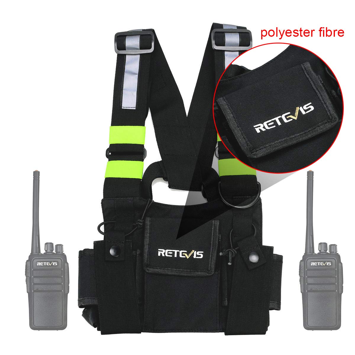 Retevis HB02 Universal Radio Chest Harness - Compatible with H-777, RT27, RT22, RT15, RT19, RB17, RT17, RT67 Two-Way Radios - Durable Tactical Bag with Front Pouches & Zipper Pocket (1 Pack) - Ideal for Security, Construction, and Outdoor Adventures