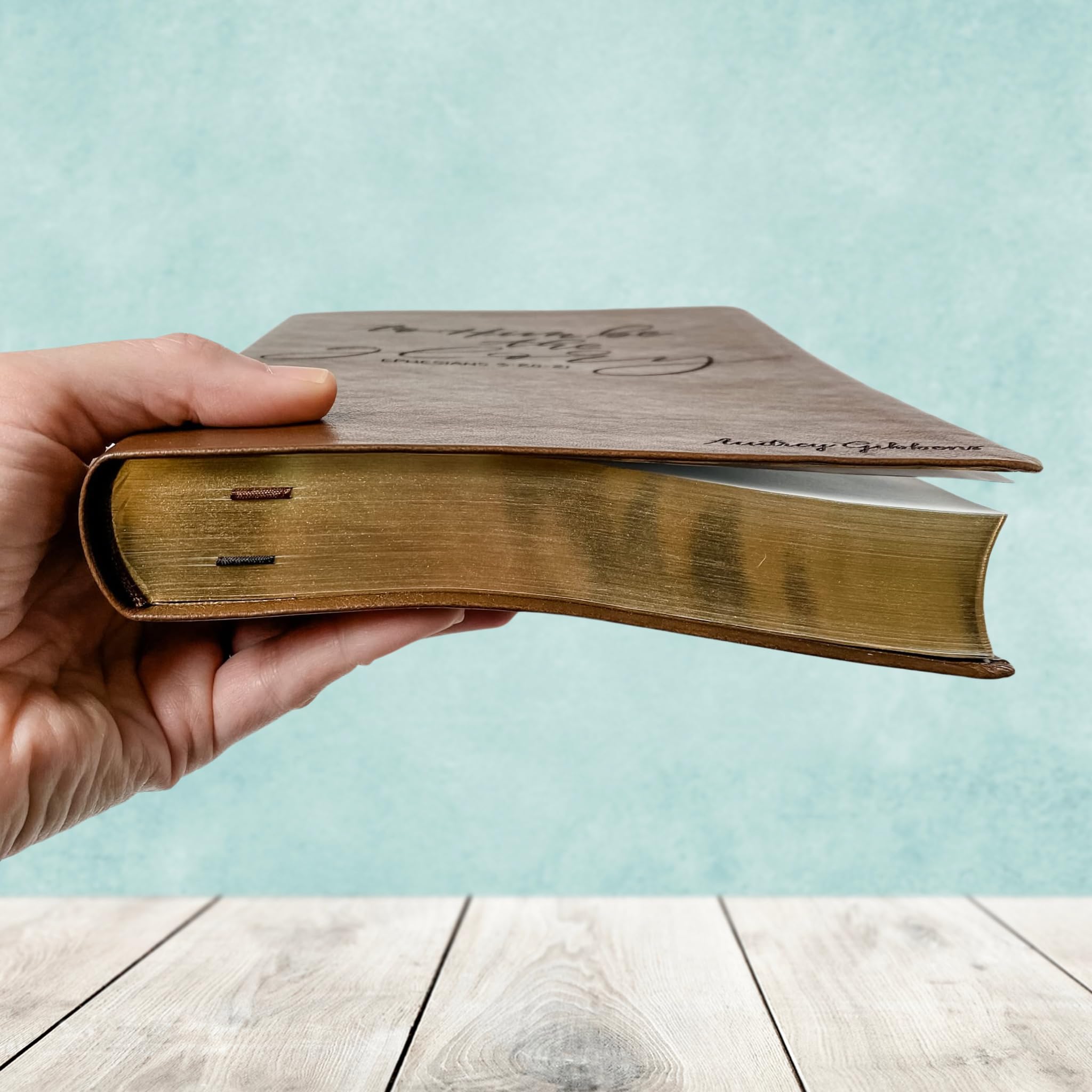 Personalized NASB Large Print Reference Bible - Hand Lettered & Laser Engraved Brown Leather Cover | Custom Name Engraving Available | Perfect for Daily Devotion, Bible Study & Gift Giving