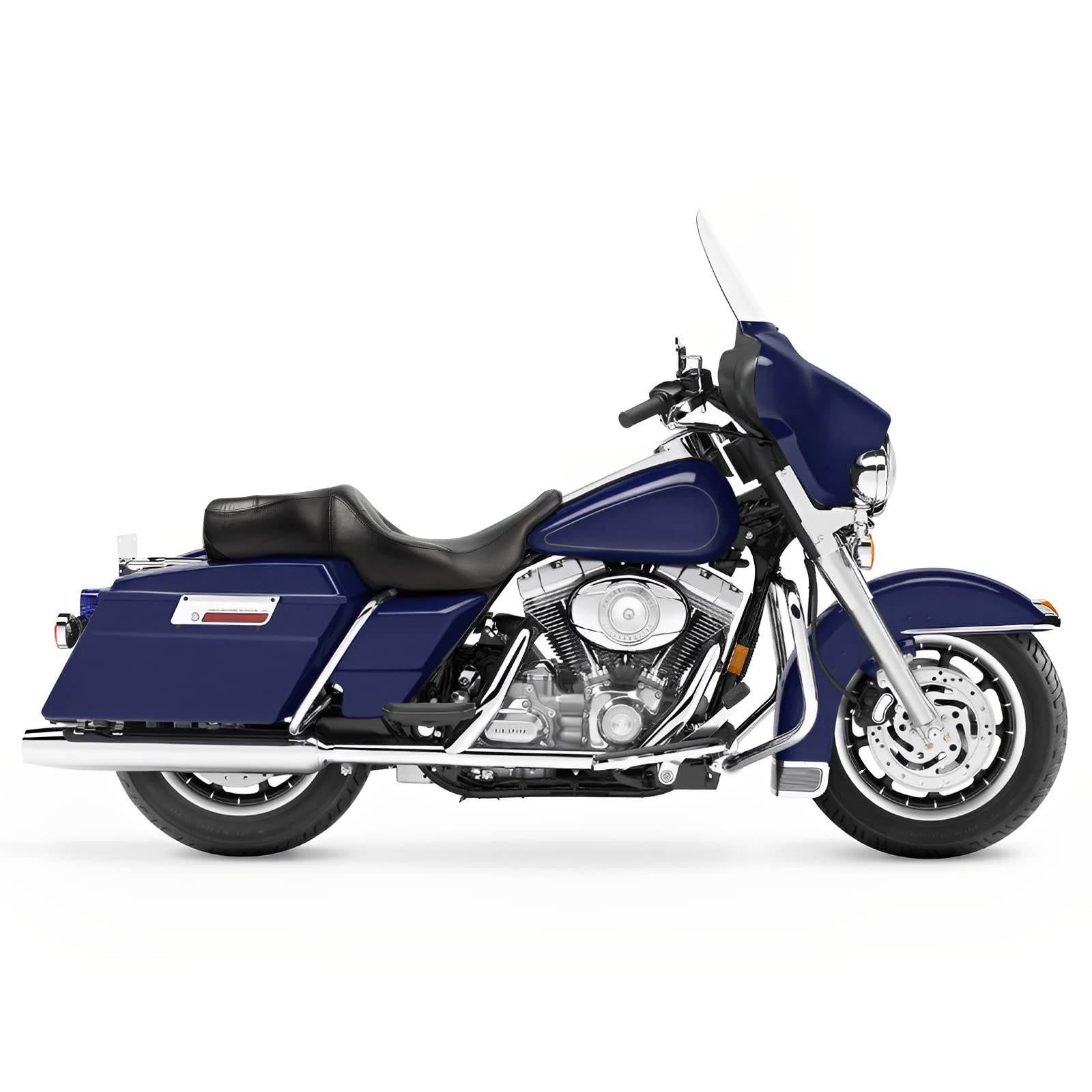 Premium Black Vinyl Motorcycle Seat with Chrome Studs for Harley Electra Glide FLHT (1997-2007) & Road Glide FLTR (1998-2007) - Comfortable One-Piece Driver & Passenger Seat - Perfect for Long Rides and Cruising