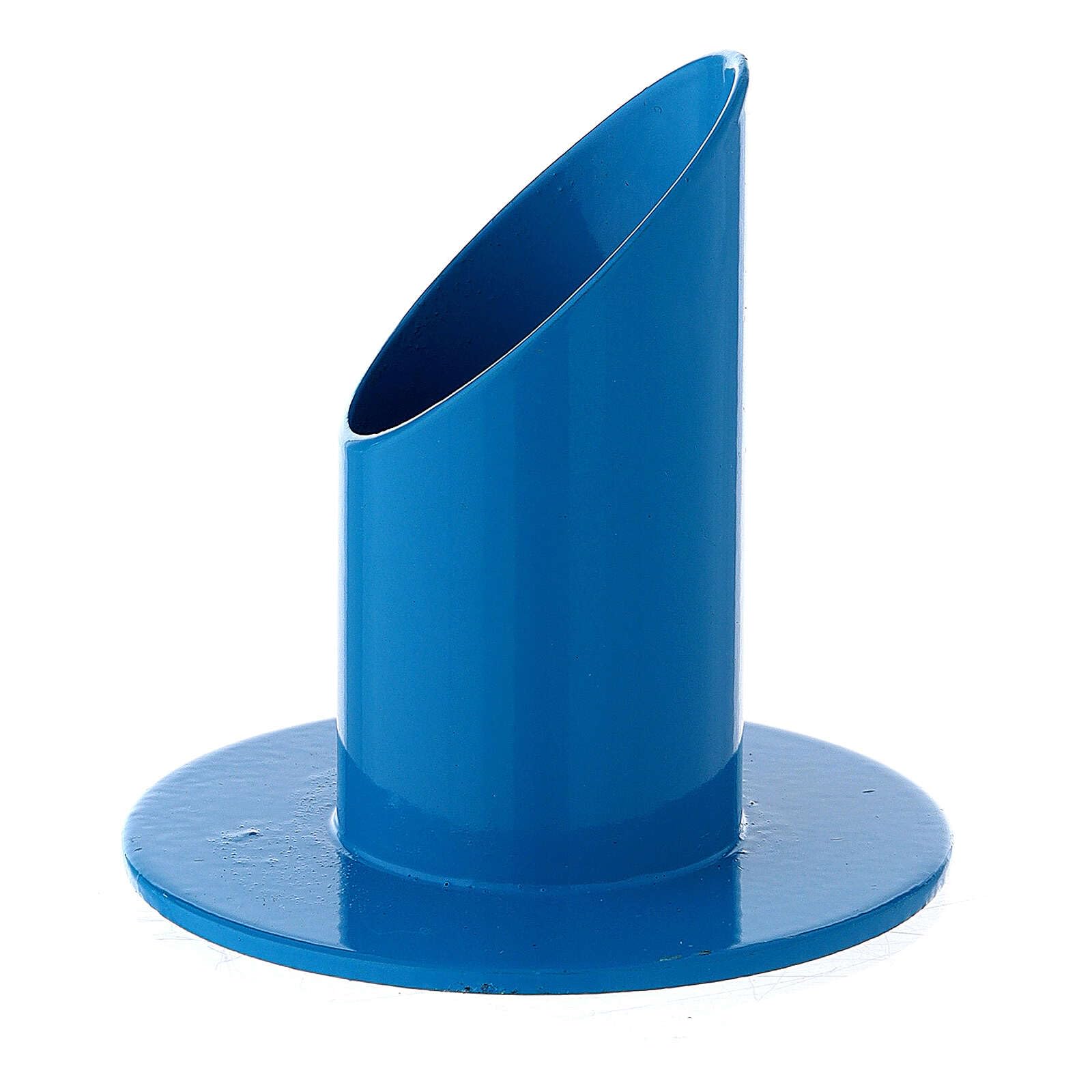Blue Oblique Iron Candle Holder - 3 cm - Elegant Home Decor for Table Centerpiece, Wedding, Romantic Dinner & Fireplace Ambiance