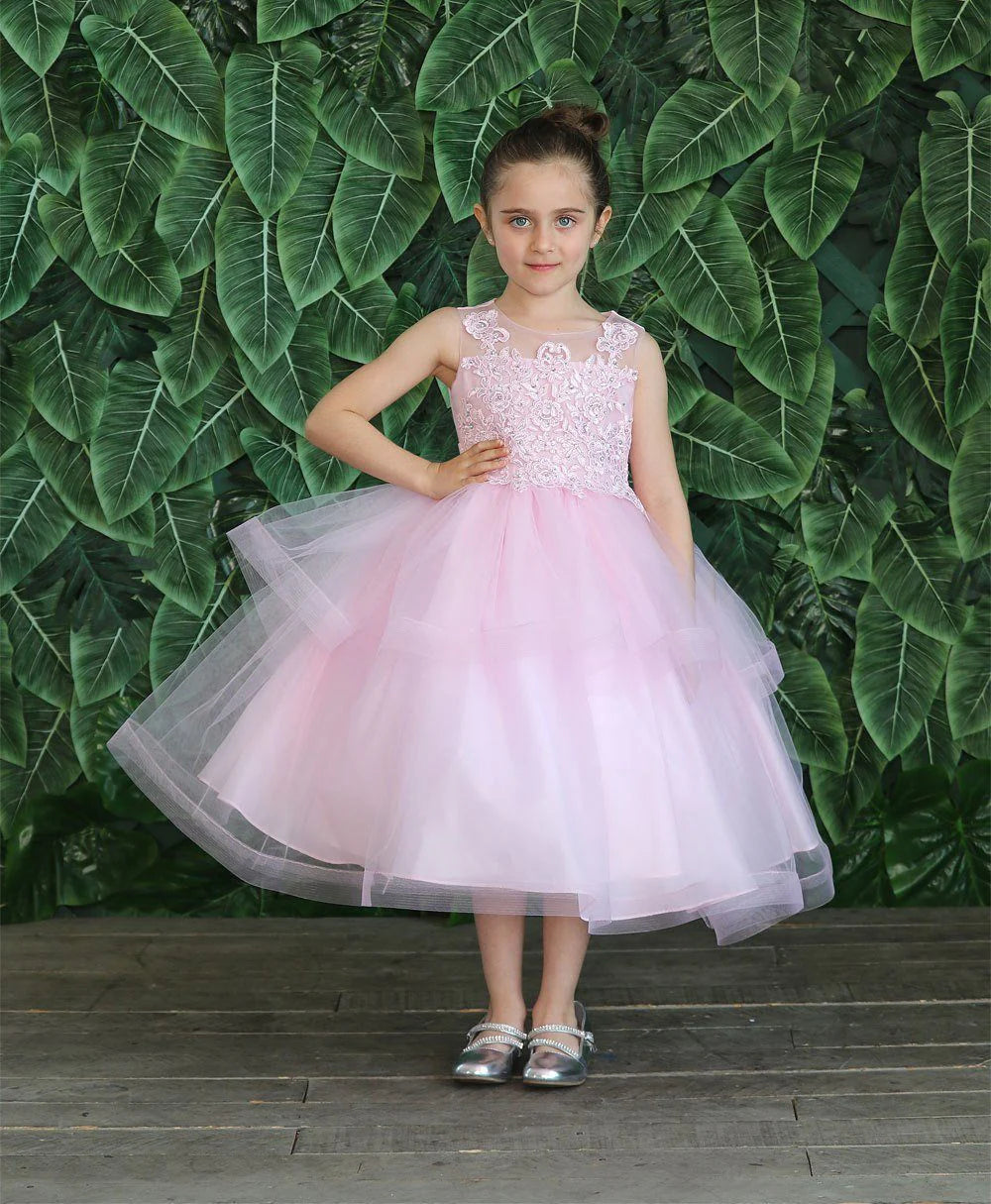 Elegant Party & Flower Girl Dress (D 792) - Perfect for Weddings, Birthday Parties & Special Occasions