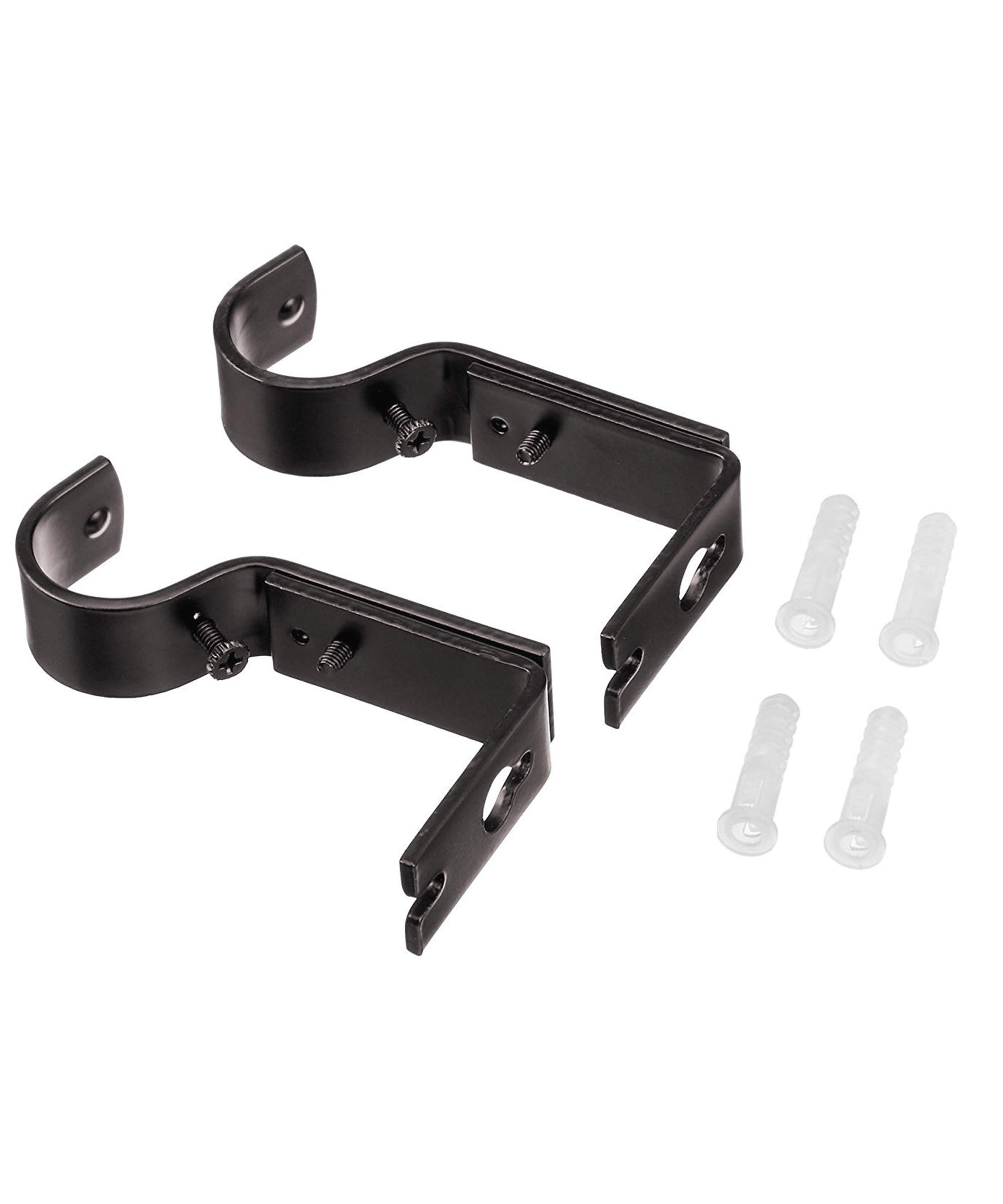 Amazon Basics Adjustable Curtain Rod Wall Bracket Hooks - 2 Pack Dark Bronze (Espresso) - Heavy Duty Window Treatment Hardware for Living Room, Bedroom & Dorm Decor