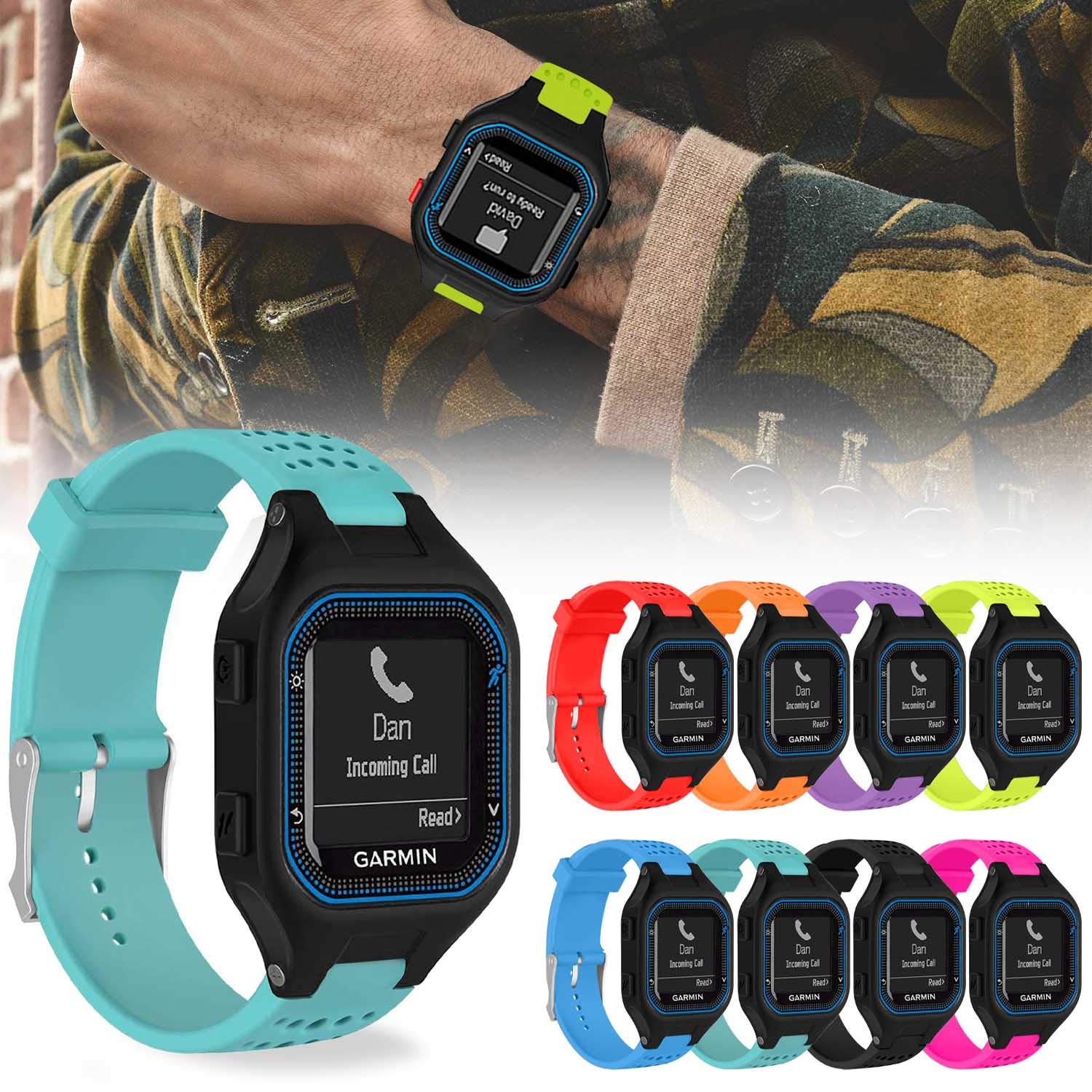 GVFM Soft Silicone Replacement Watch Band Strap Compatible with Garmin Forerunner 25 GPS Running Watch - Durable & Comfortable Fitness Tracker Accessory for Jogging, Workouts & Daily Wear