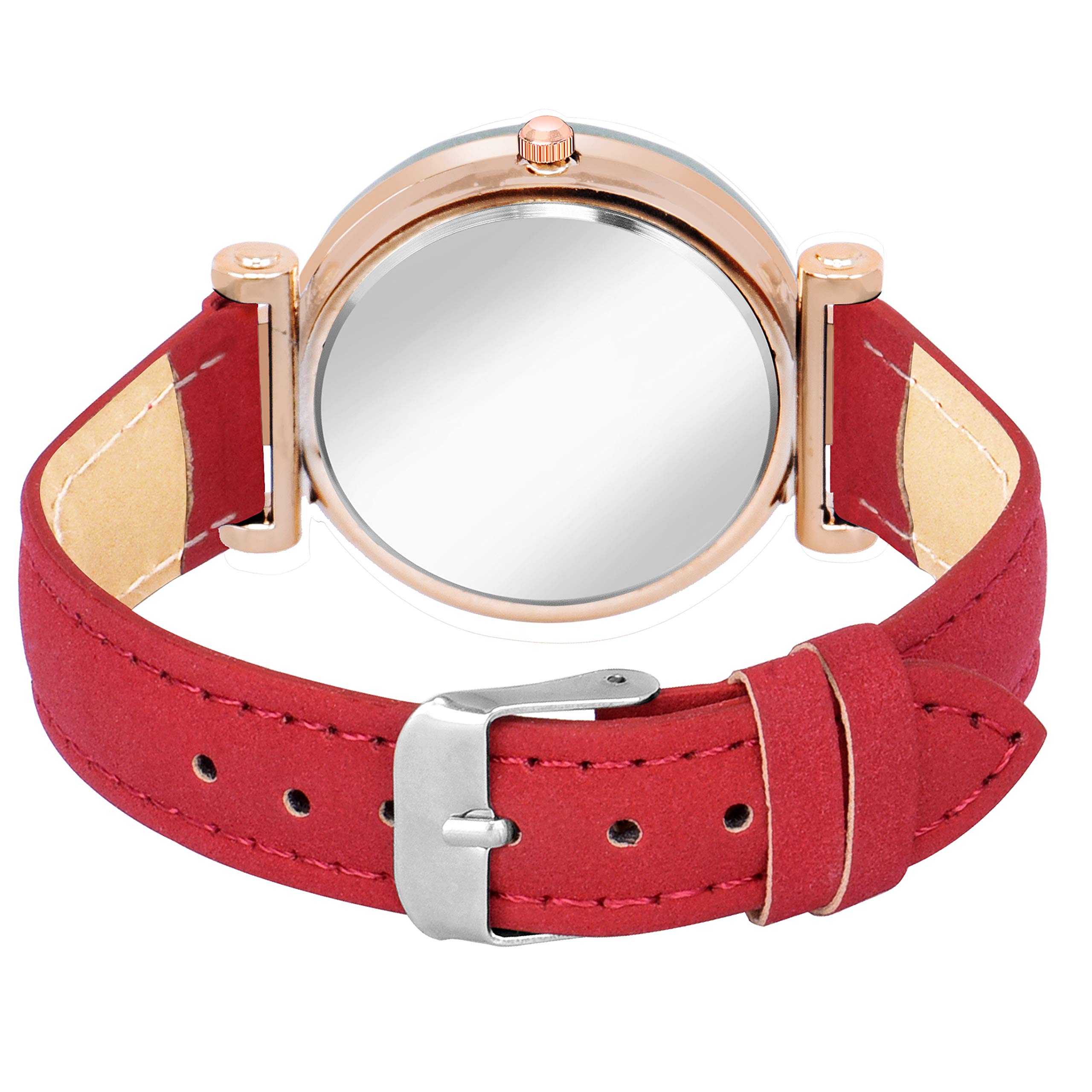 Shunya Elegant Black Dial Red Strap Diamond Women's Watch - Perfect for Formal Events, Date Nights & Special Occasions
