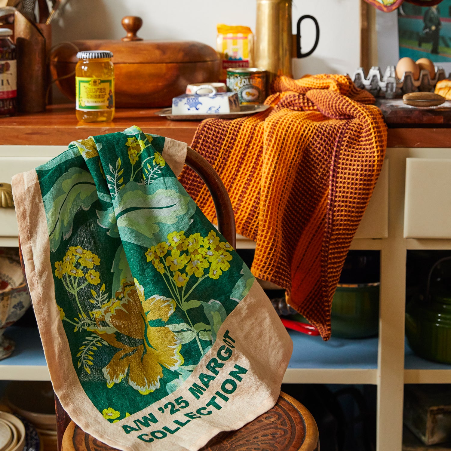 Premium Margot Linen Tea Towels - 100% Organic Cotton, Absorbent & Quick-Drying Kitchen Towels for Dishes, Glassware & Countertops - Eco-Friendly Home & Kitchen Essentials