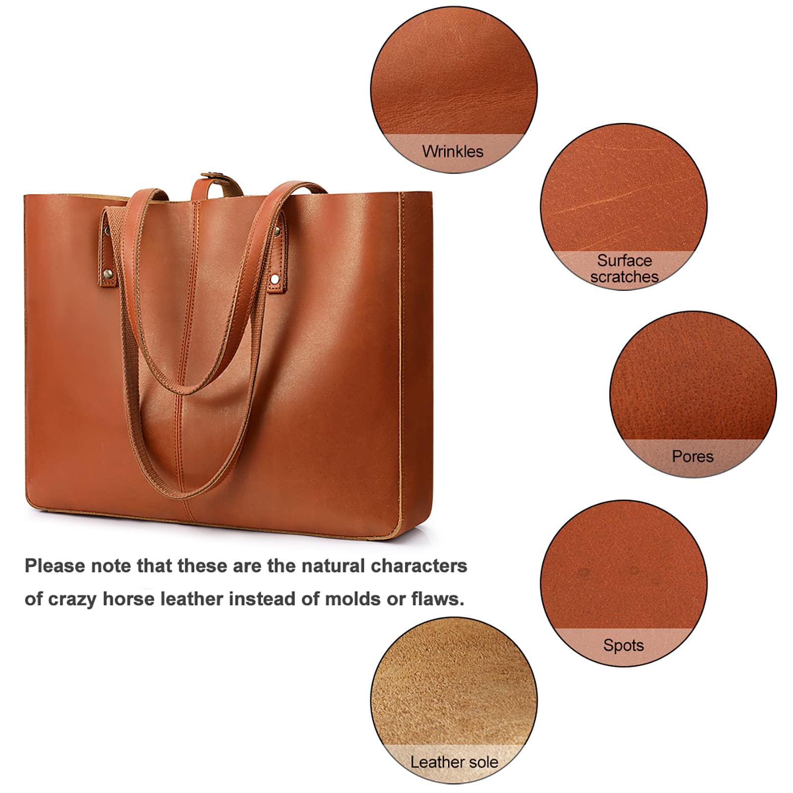 **S-ZONE Genuine Leather Shoulder Tote Bag for Women - Large Work Purse, Durable & Stylish Handbag for Office, Travel & Everyday Use**