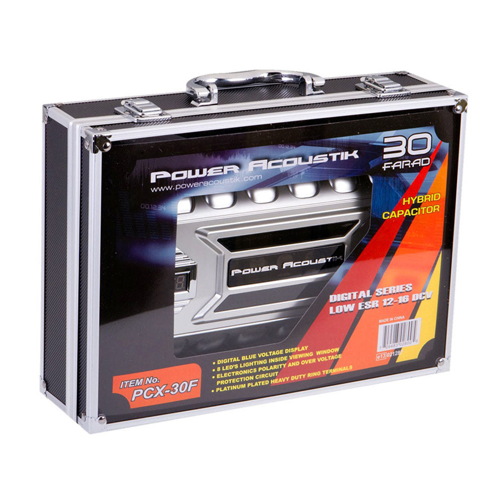 Power Acoustik PCX 30F 30 Farad Digital Hybrid Car Audio Capacitor - Boost Bass & Prevent Headlight Dimming for Car Stereo Systems