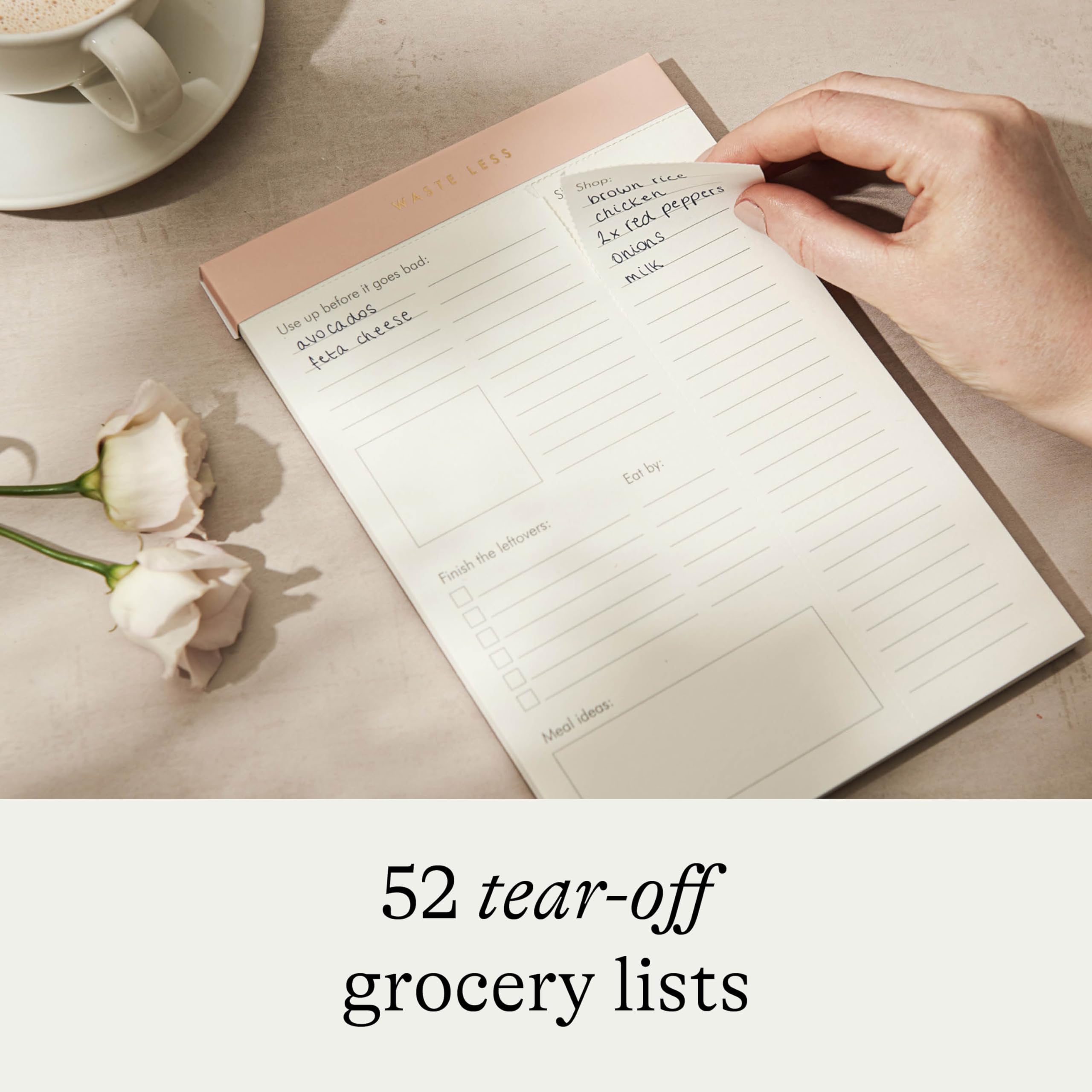 Eco-Friendly Magnetic Meal Planner & Grocery List Pad - 52 Tear-Off Pages (8x6 Inches) | Reduce Food Waste & Track Perishables | Perfect for Kitchen Organization & Smart Shopping