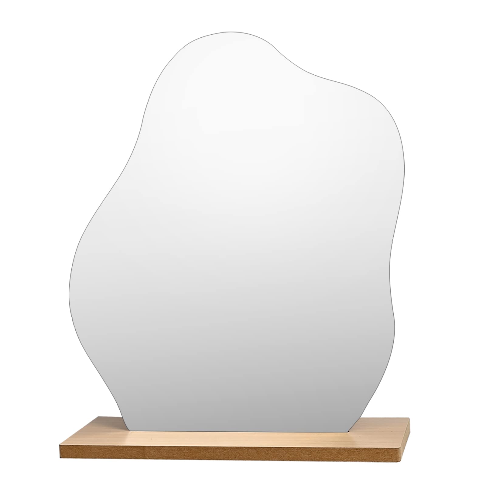 Cloud Wavy Mirror with Wooden Base - Acrylic Standing Mirror for Home & Office Decor - Perfect Gift for Women & Girls - Durable Non-Fragile Design for Bedroom, Living Room or Vanity Area