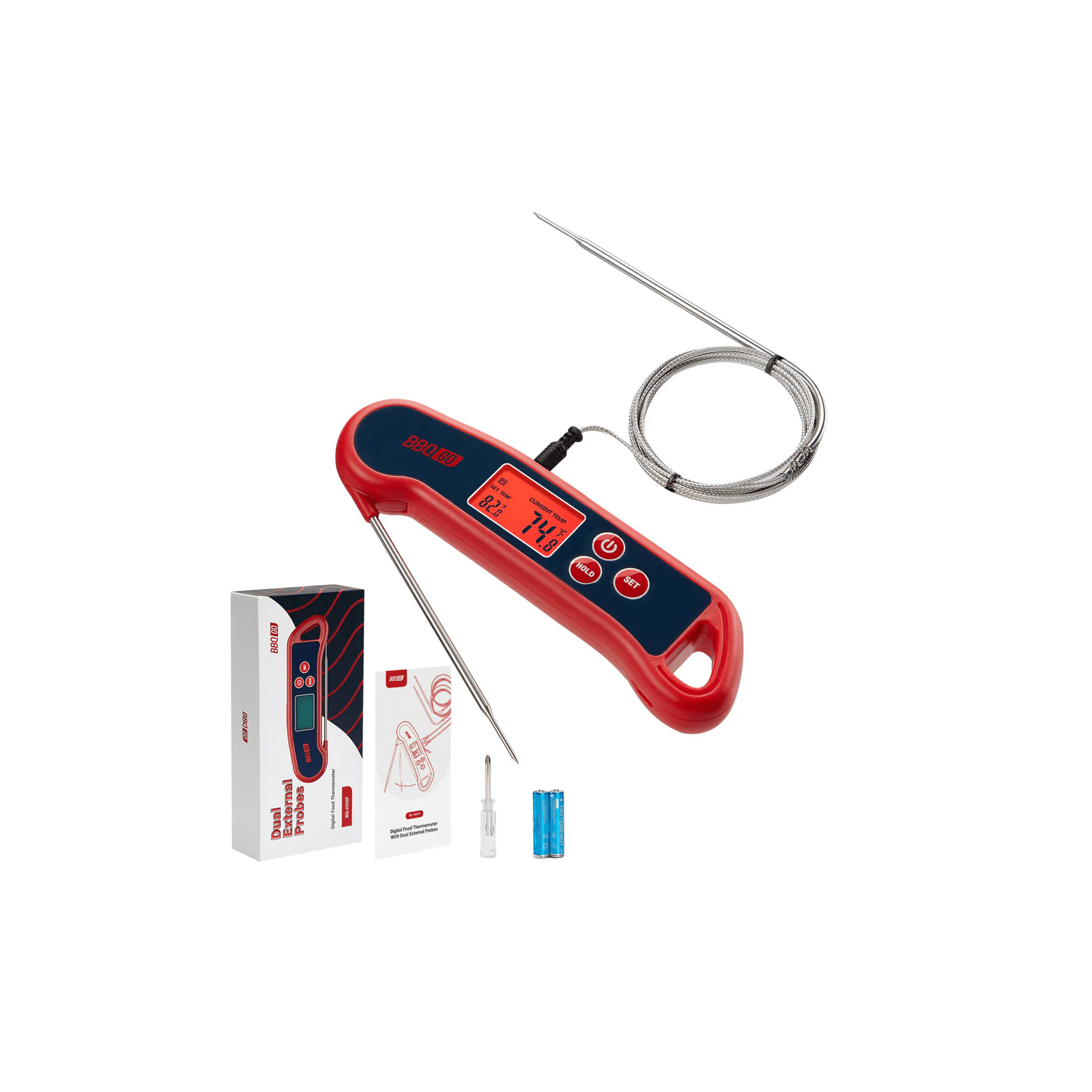 Instant Read Meat Thermometer for Cooking, Grilling & BBQ - Fast & Accurate Digital Food Thermometer with Backlit LCD Display - Perfect for Kitchen, Baking, and Outdoor Cooking