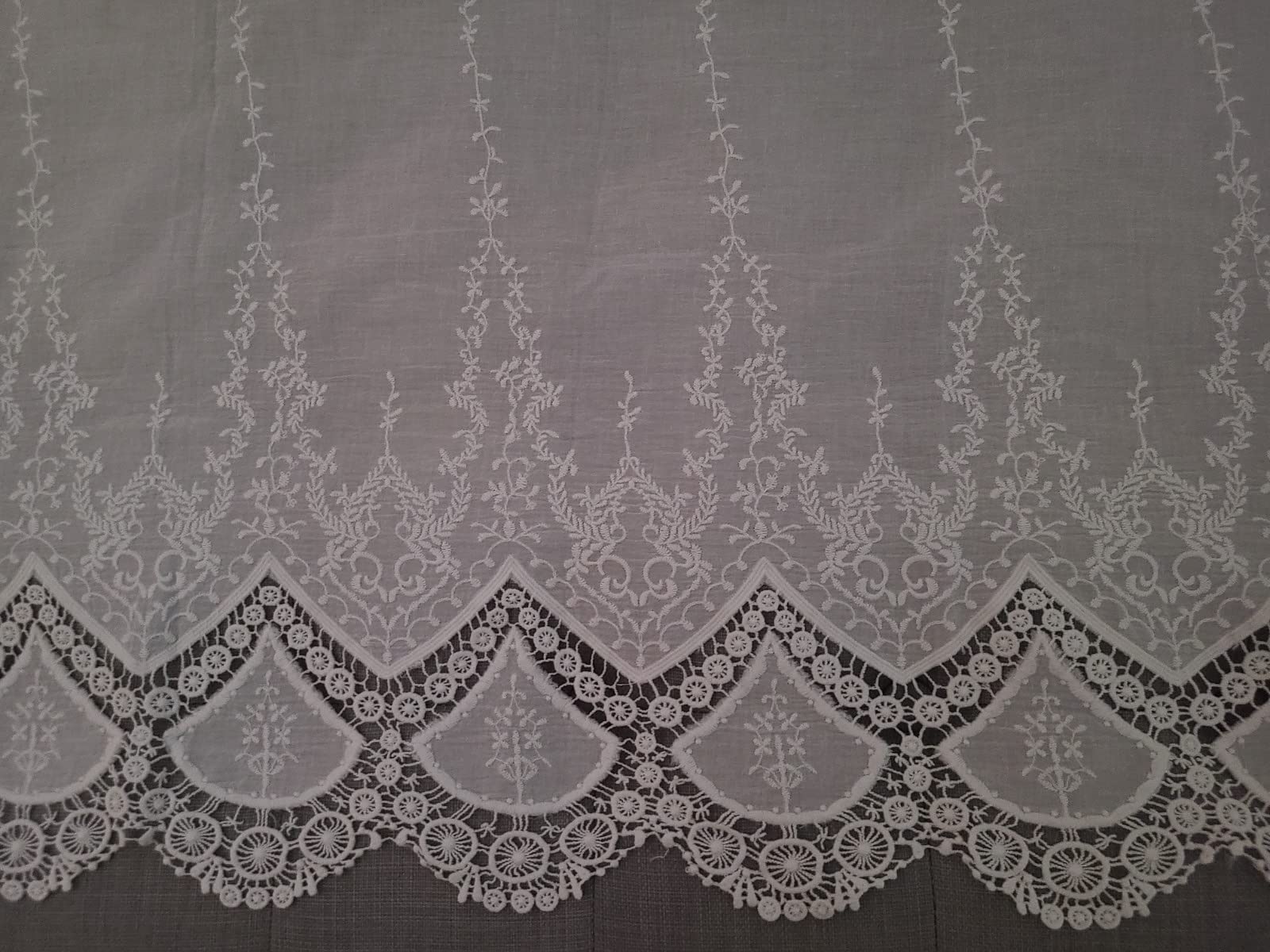 Joy's Choice White Embroidered Sheer Kitchen Curtains - Cotton Half Window Rod Pocket Drapes for Farmhouse & Cottage Style (#102) | Perfect for Kitchen Windows, Breakfast Nooks & Cozy Dining Areas