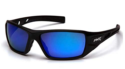 Pyramex Velar SB10465D Safety Glasses - Black Frame with Ice Blue Mirror Lens (Pack of 12) - ANSI Z87.1 Certified for Construction, Woodworking & DIY Projects