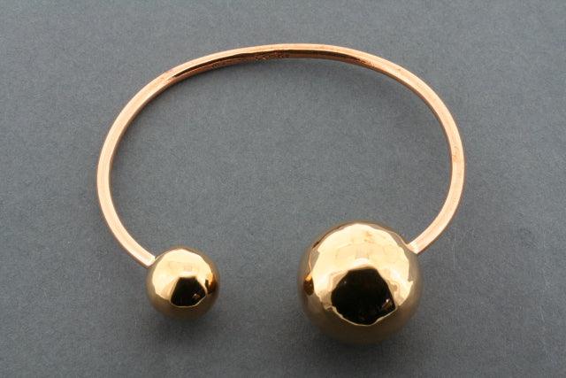 2 Pack Battered Ball End Cuff Bracelets - Vintage Copper Jewelry for Boho & Gothic Fashion, Perfect for Layering and Everyday Wear