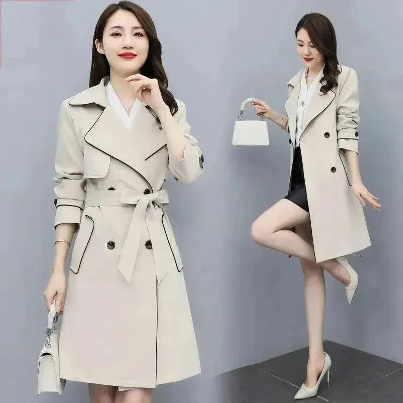 Premium Women's Mid-Length Trench Coat - Waterproof Lightweight Outerwear for Fall & Spring | Office, Travel & Casual Wear