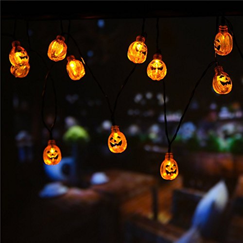 Hann® Solar LED String Lights - 30LED Crystal Ball, Lantern & Moroccan Orb Ball Decor - Waterproof Outdoor Fairy Lights for Christmas, Garden, Halloween (Pumpkin Ghost Design) | Perfect for Patio, Yard, Wedding & Party Decorations