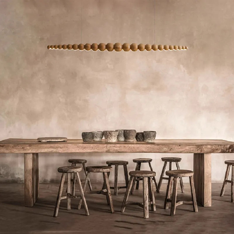Modern Bamboo Wood Globe LED Pendant Light - Vintage Industrial Bar Lighting Fixture for Kitchen Island, Dining Room & Restaurant Decor