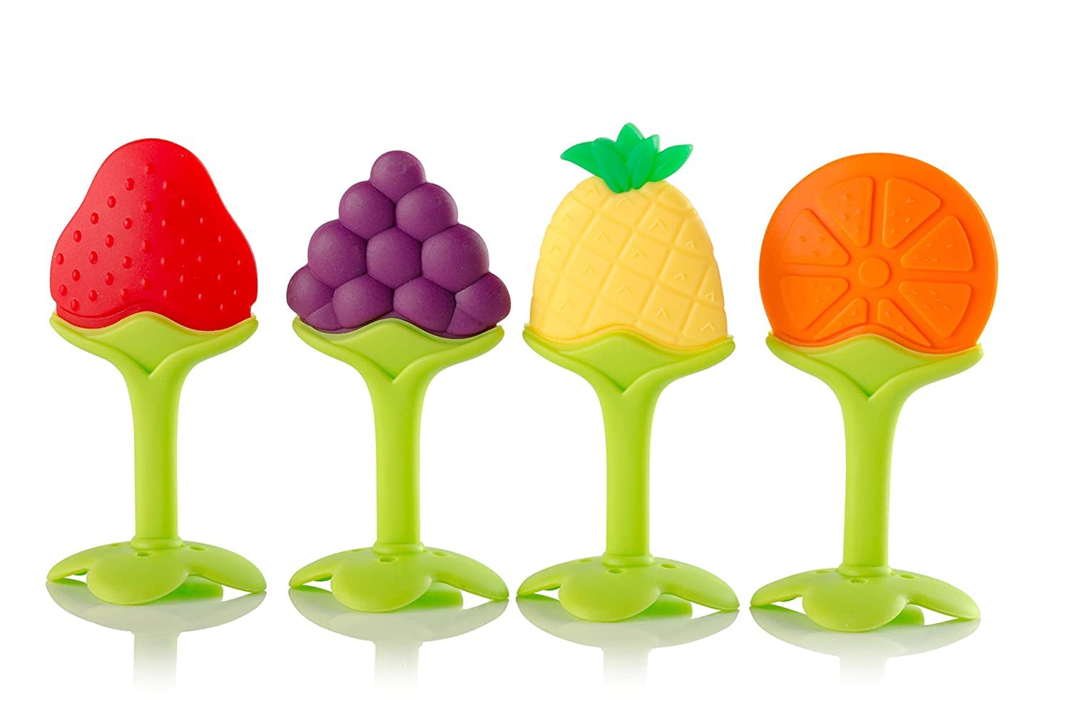 Teddyify BPA-Free Silicone Baby Teething Toys for Newborns & Toddlers - Soothing Fruit-Shaped Teethers for Gum Relief, Freezer Safe & Textured (2-Pack) - Perfect for Home, Travel & Daycare Use